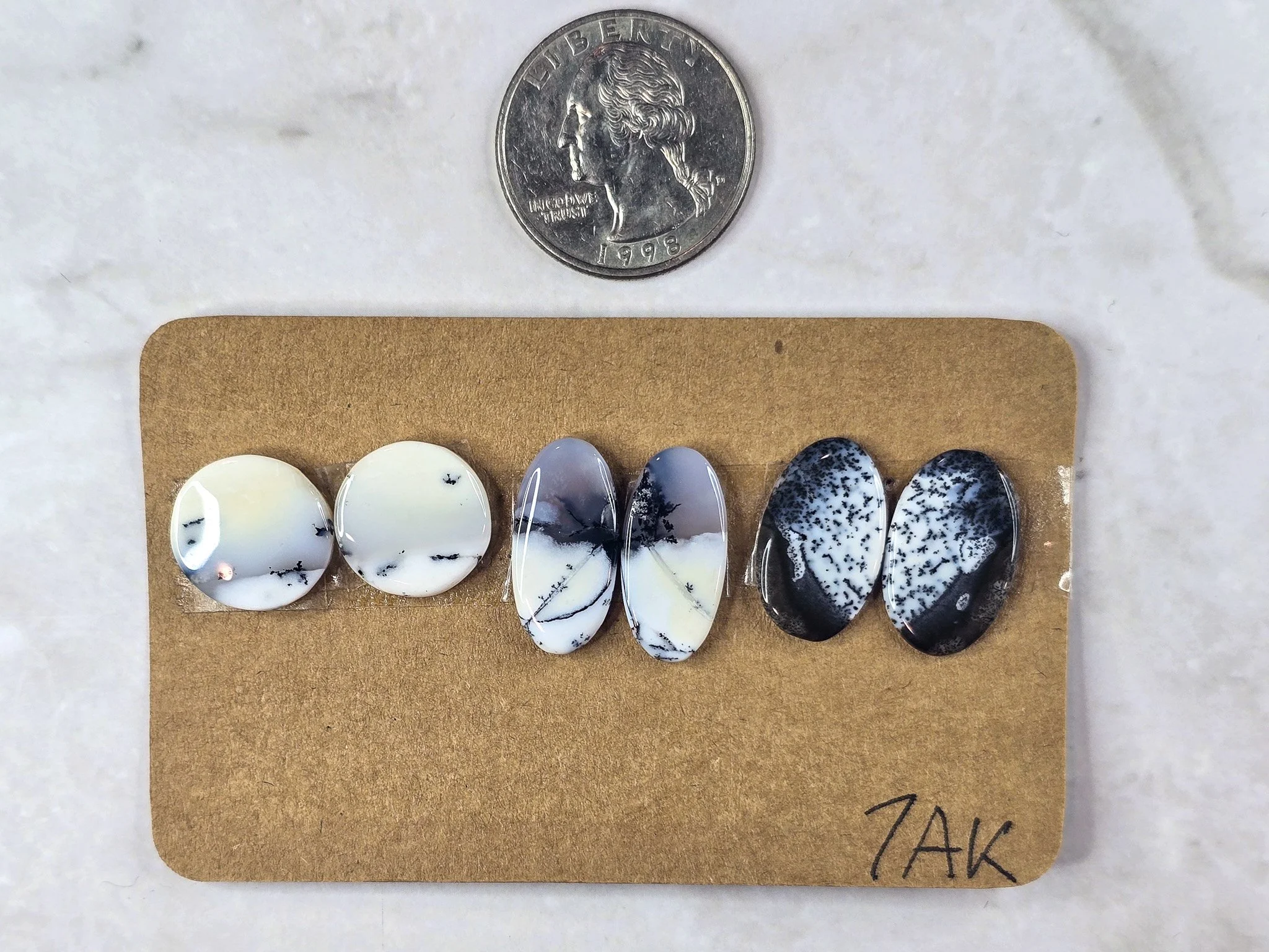 Dendritic Opal - Merlinite - Matched Cabochon Pair Parcel