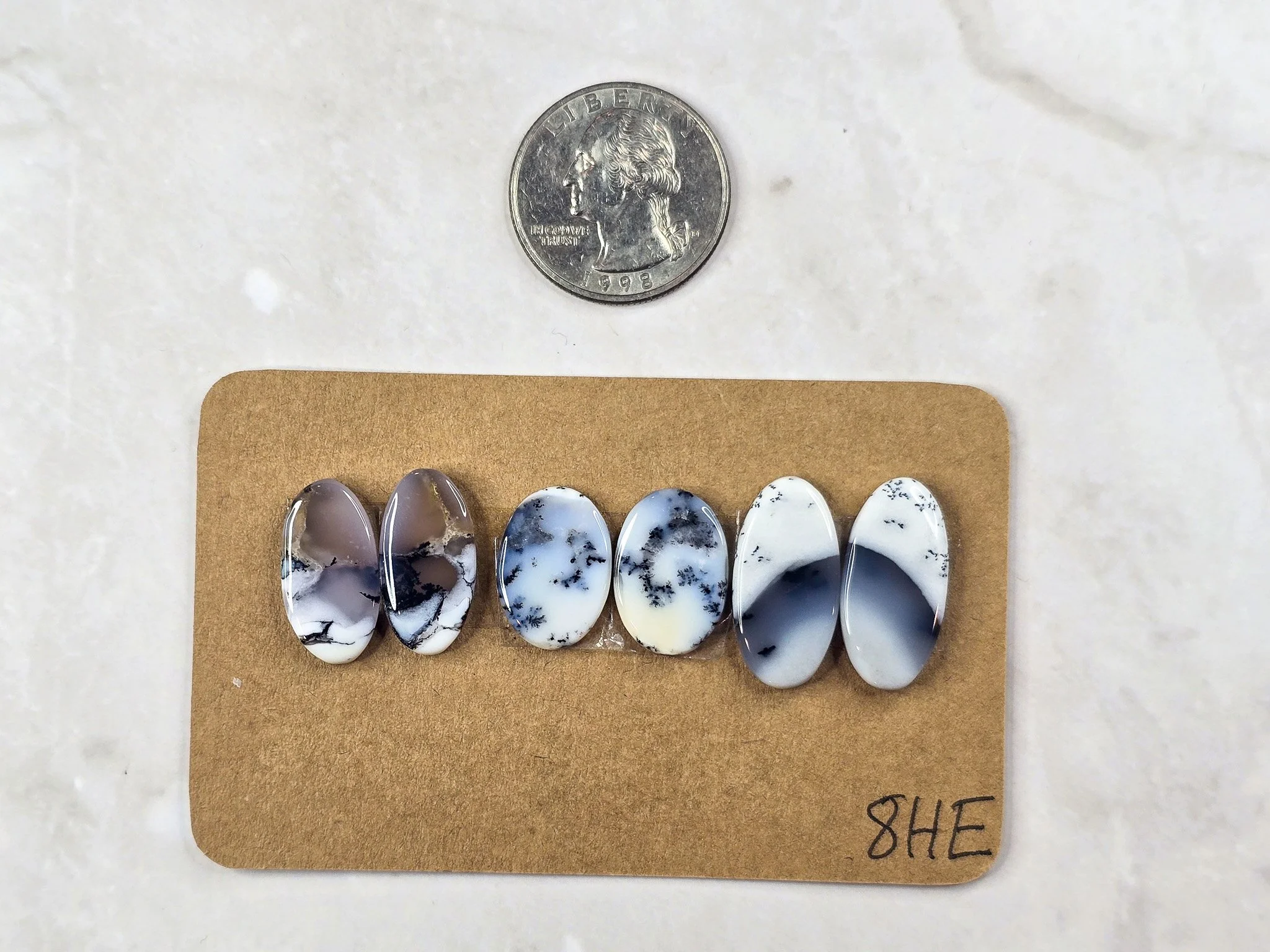 Dendritic Opal - Merlinite - Matched Cabochon Pair Parcel