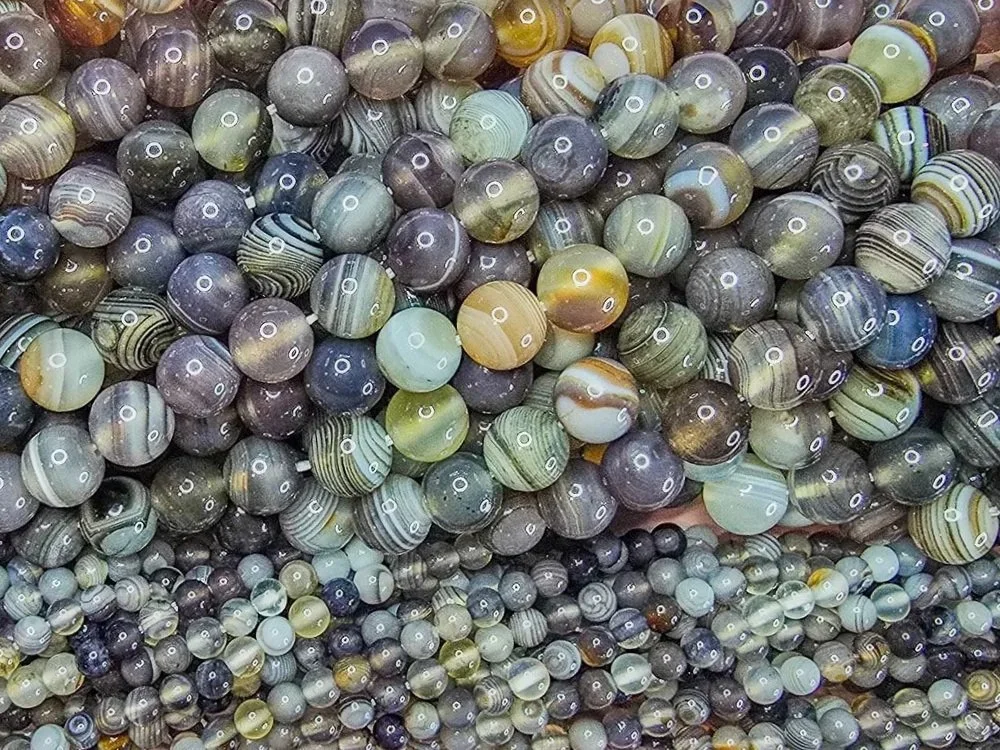 4 and 8 millimeter Botswana Agate round beads