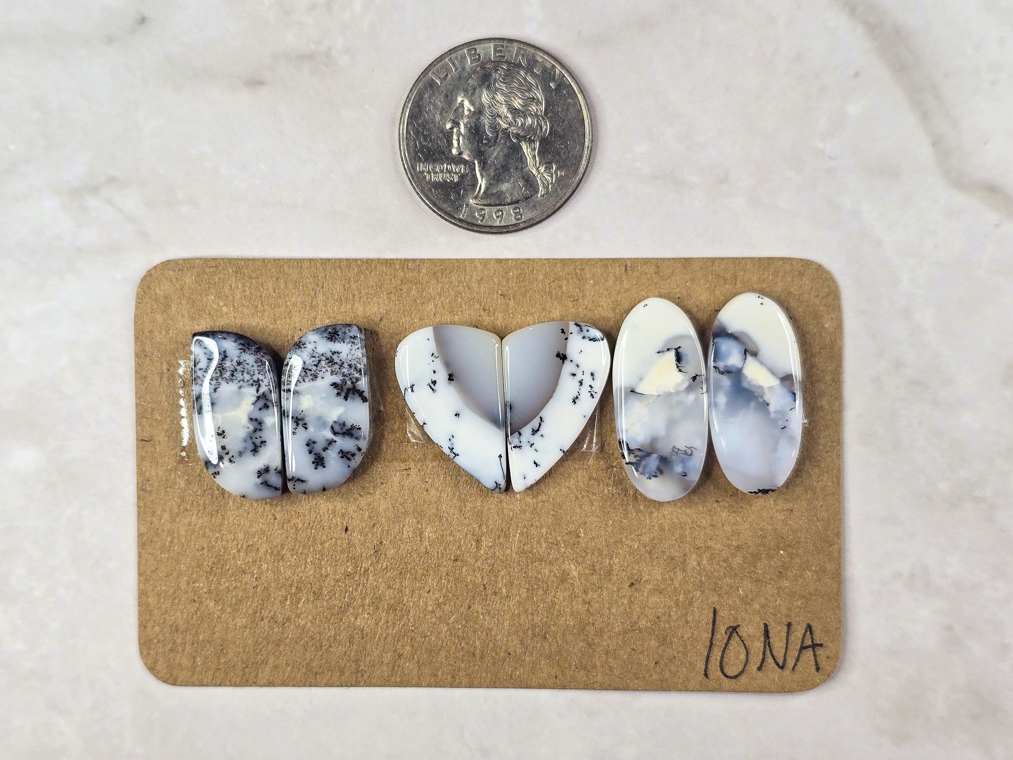 Dendritic Opal - Merlinite - Matched Cabochon Pair Parcel