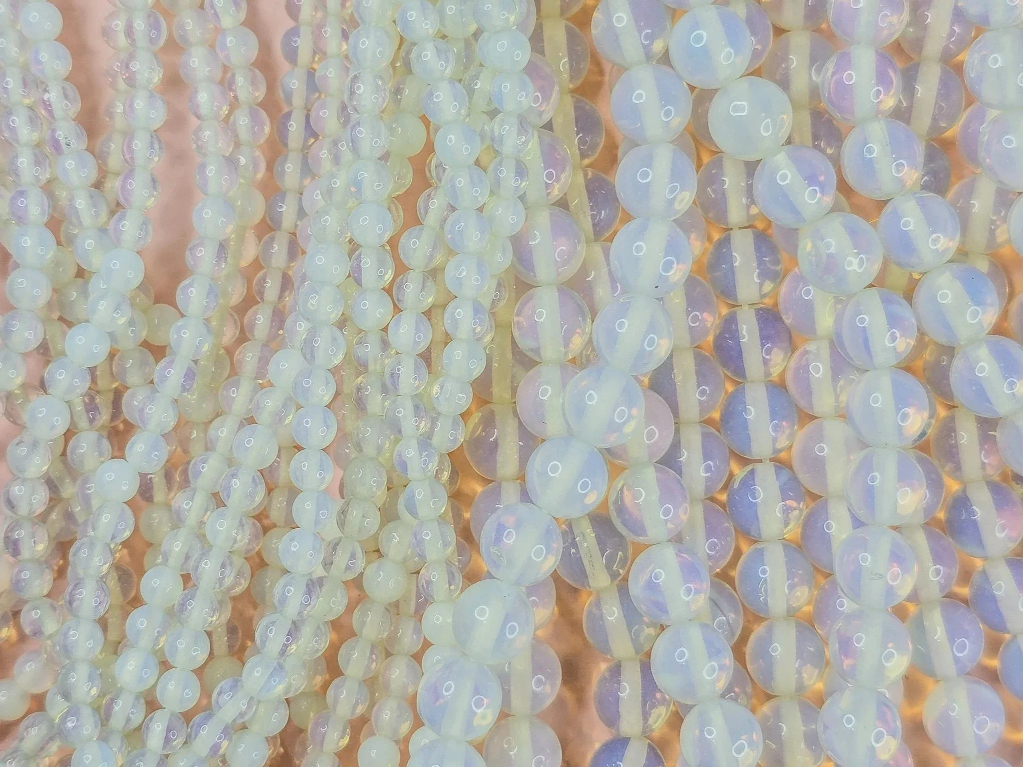 Opalite Round Beads - 4mm & 8mm Strands (Man-Made)