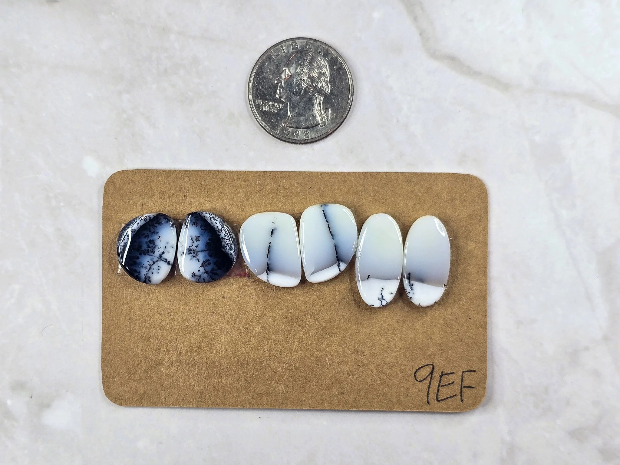 Dendritic Opal - Merlinite - Matched Cabochon Pair Parcel