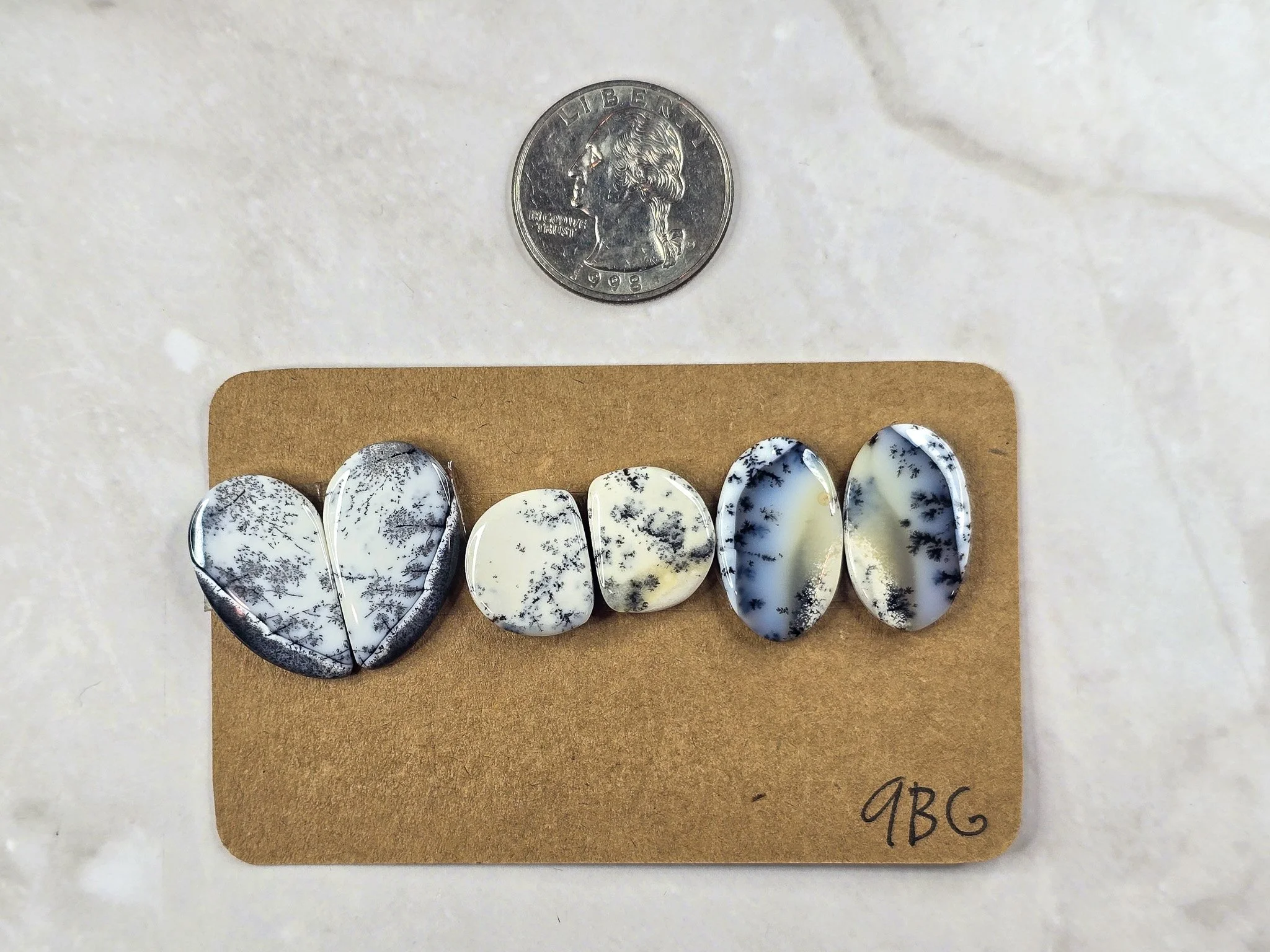 Dendritic Opal - Merlinite - Matched Cabochon Pair Parcel