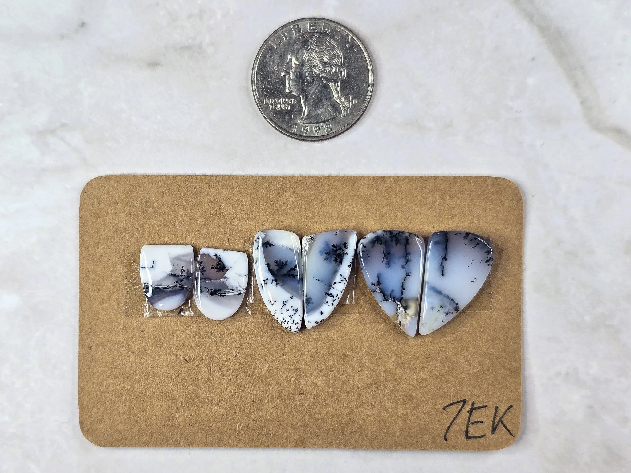 Dendritic Opal - Merlinite - Matched Cabochon Pair Parcel