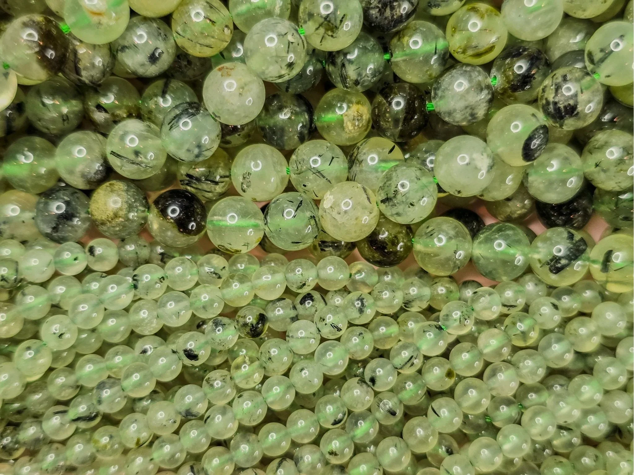 Prehnite Round Beads - 4mm & 8mm Strands