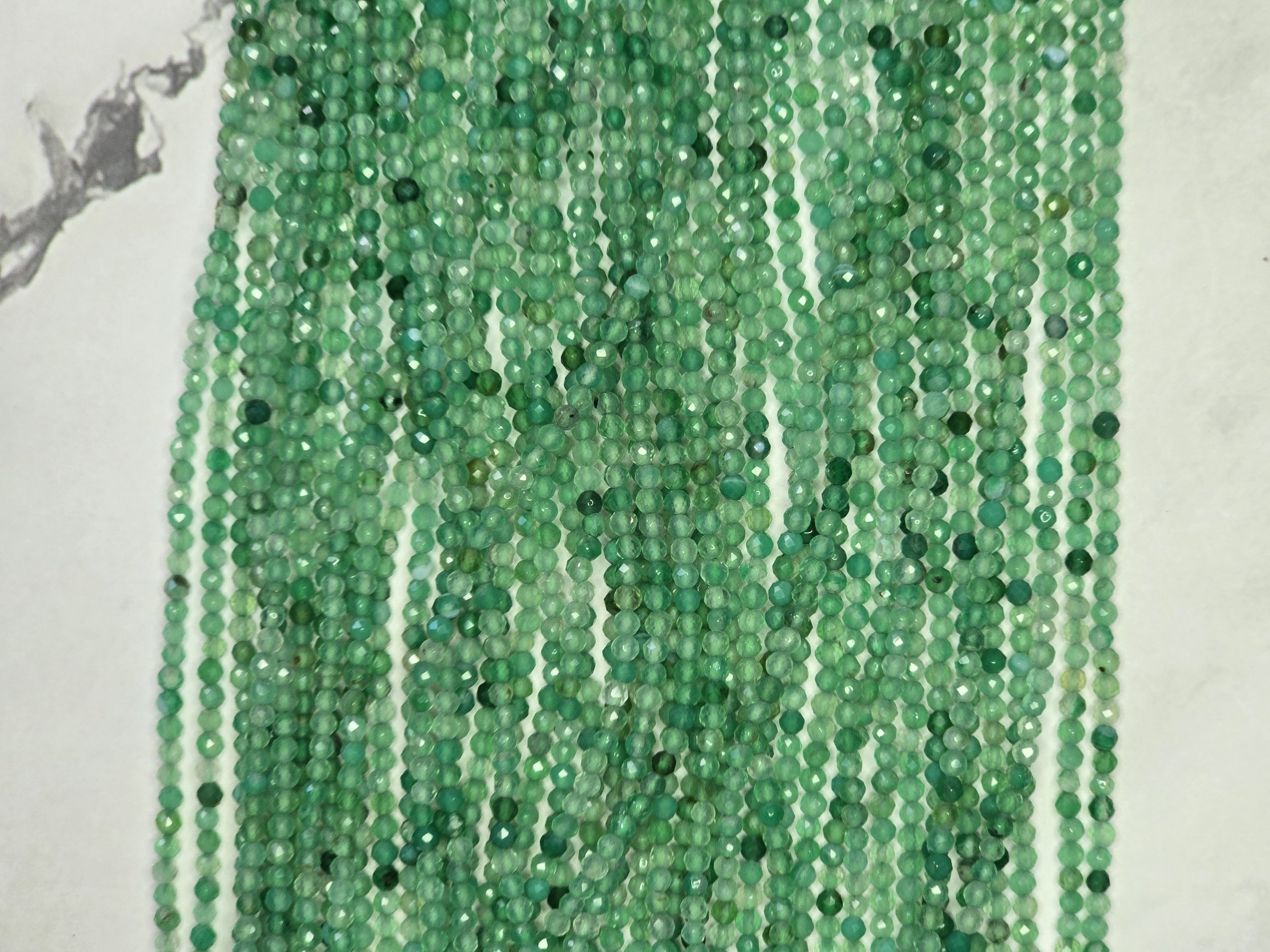 Color Enhanced Green Agate Faceted Round Beads - 2mm