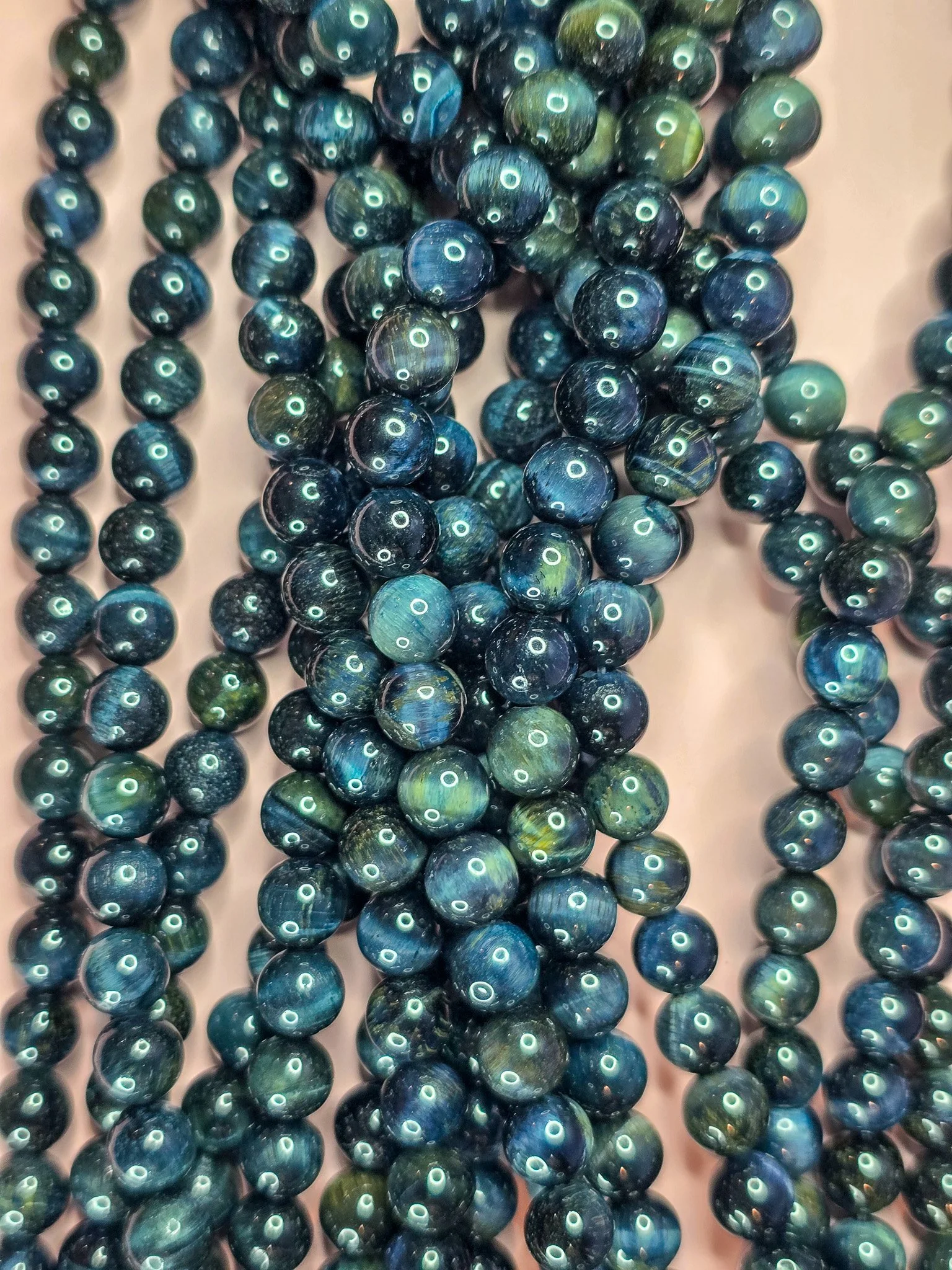 Blue Tiger's Eye Round Beads - 8mm Strand (Approx. 15-16 Inches)