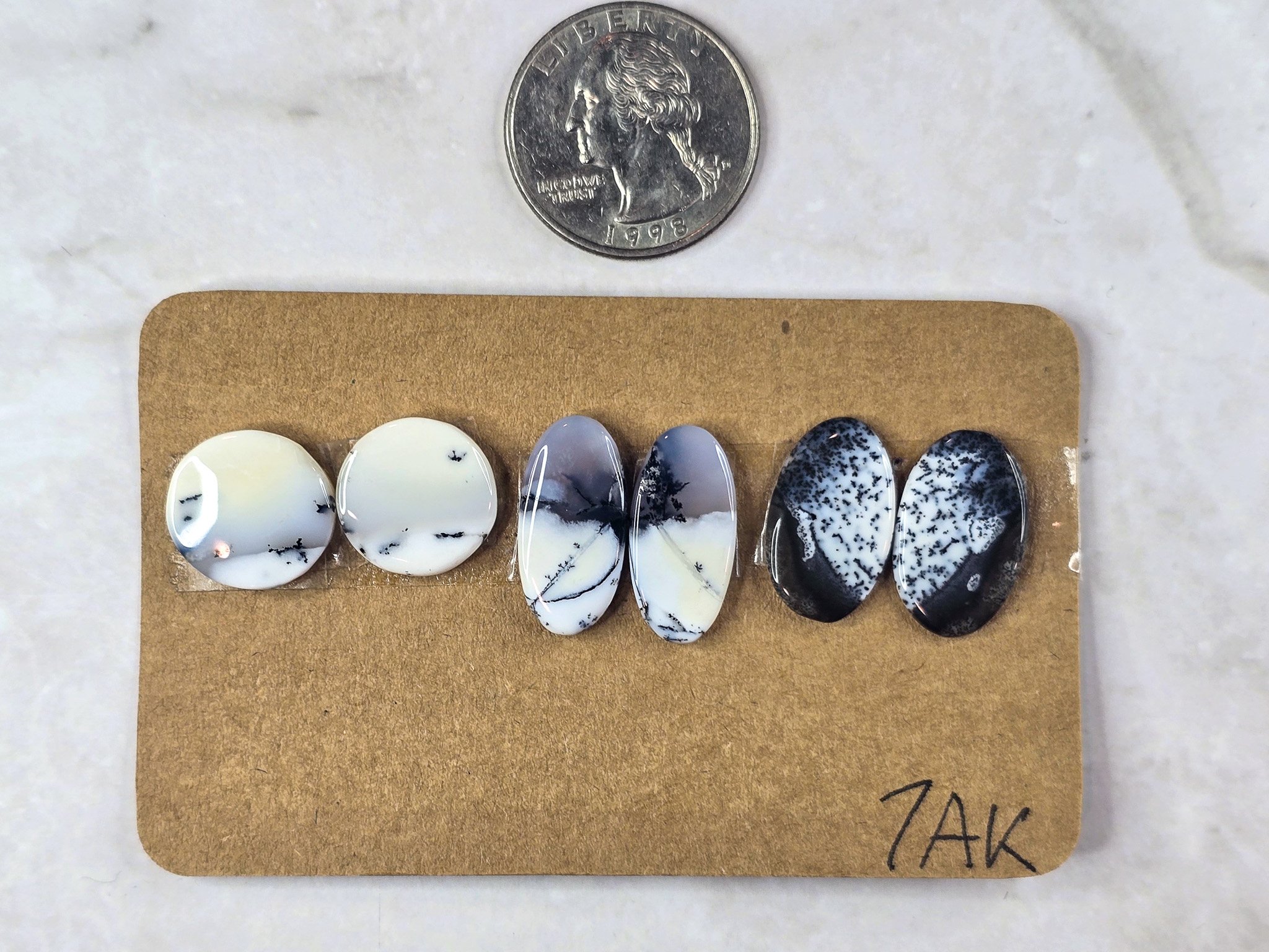 Dendritic Opal - Merlinite - Matched Cabochon Pair Parcel
