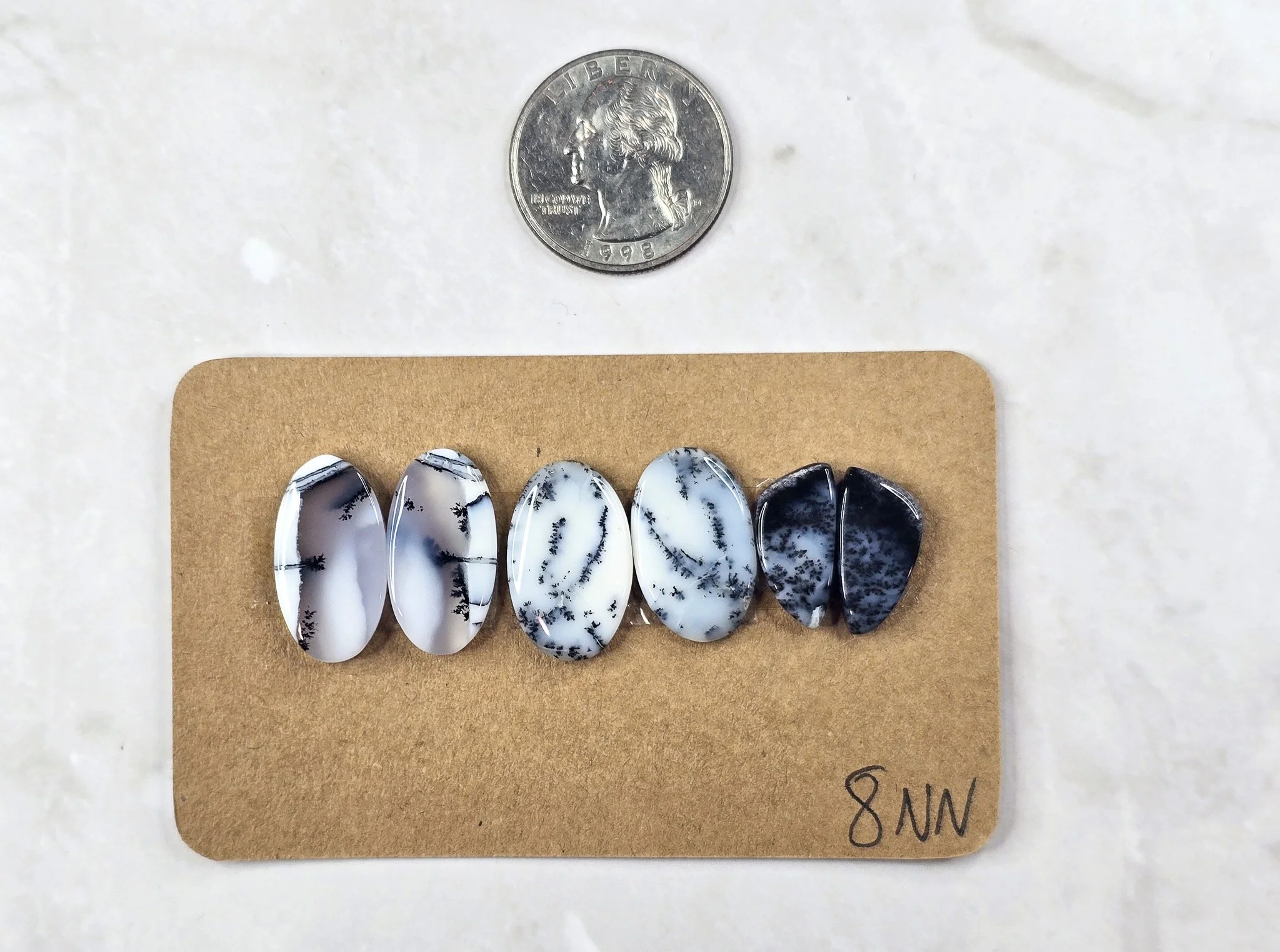 Dendritic Opal - Merlinite - Matched Cabochon Pair Parcel