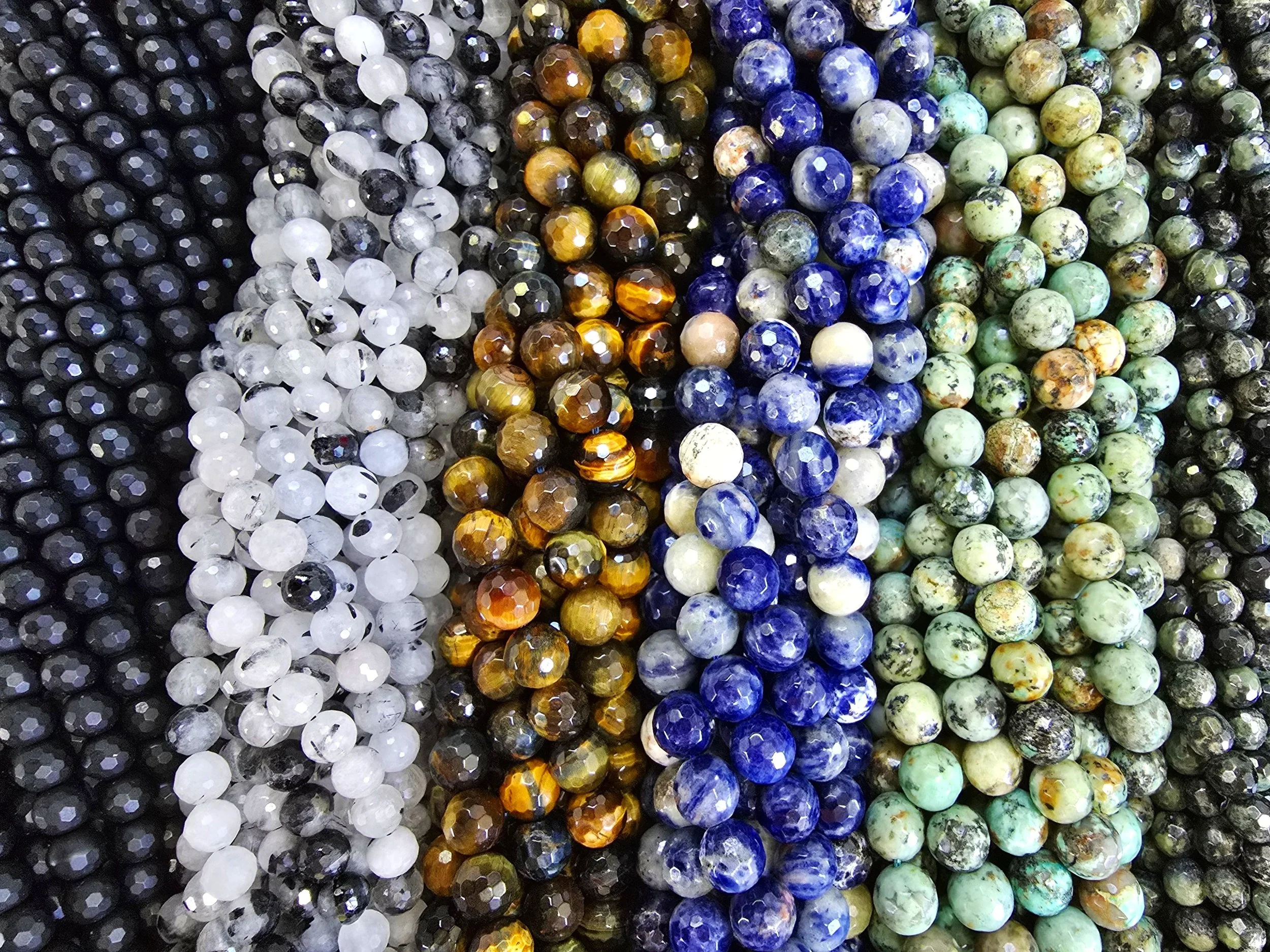 8mm to 10mm faceted beads in various natural stones.