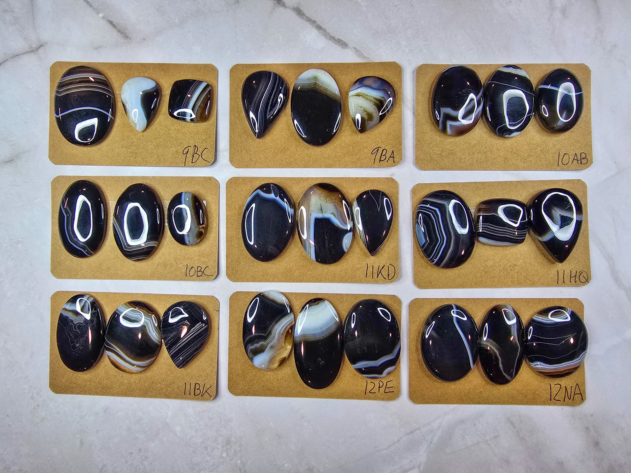 Black Banded Agate Cabochon Parcels (3-Piece Sets)
