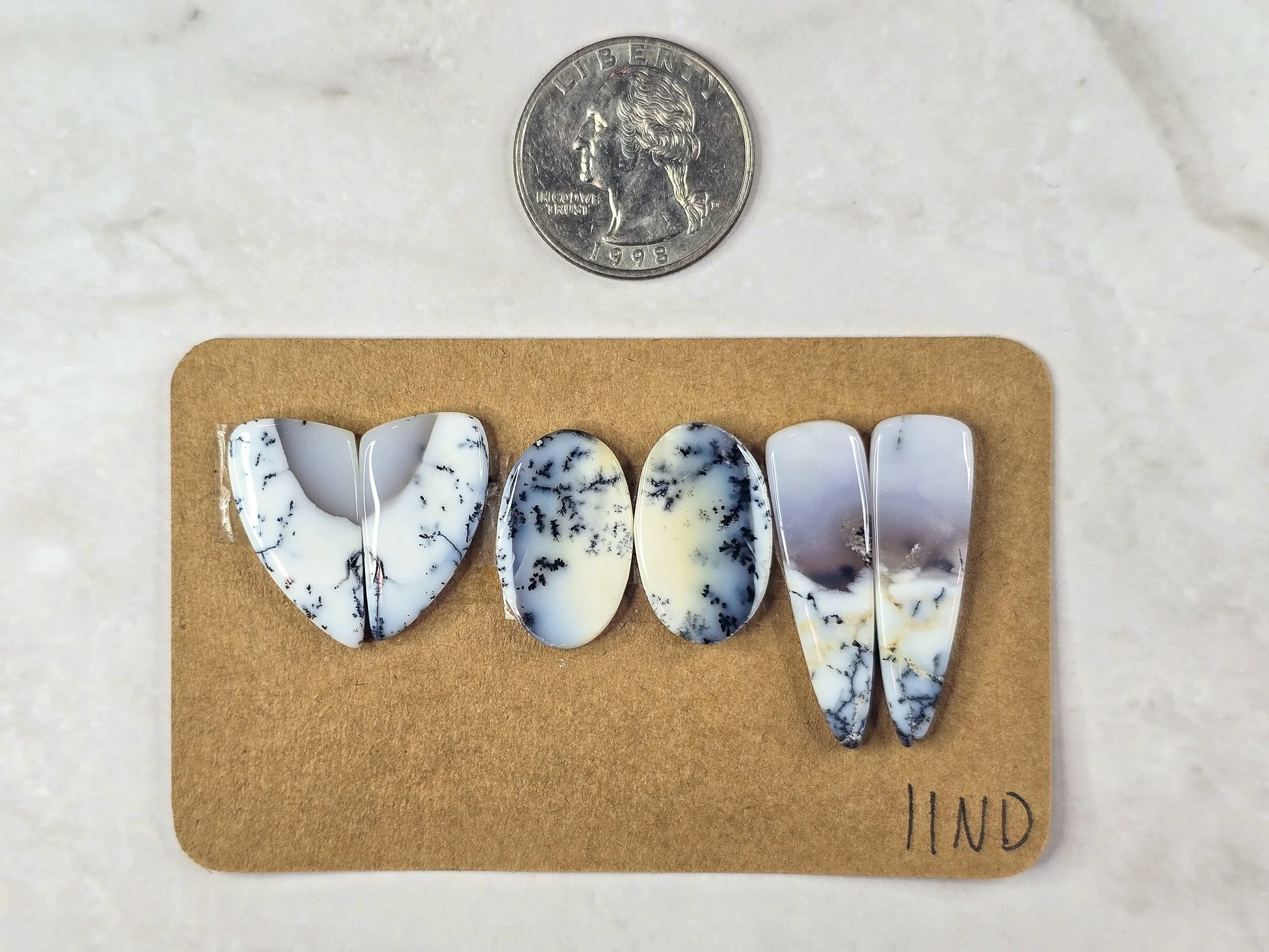 Dendritic Opal - Merlinite - Matched Cabochon Pair Parcel