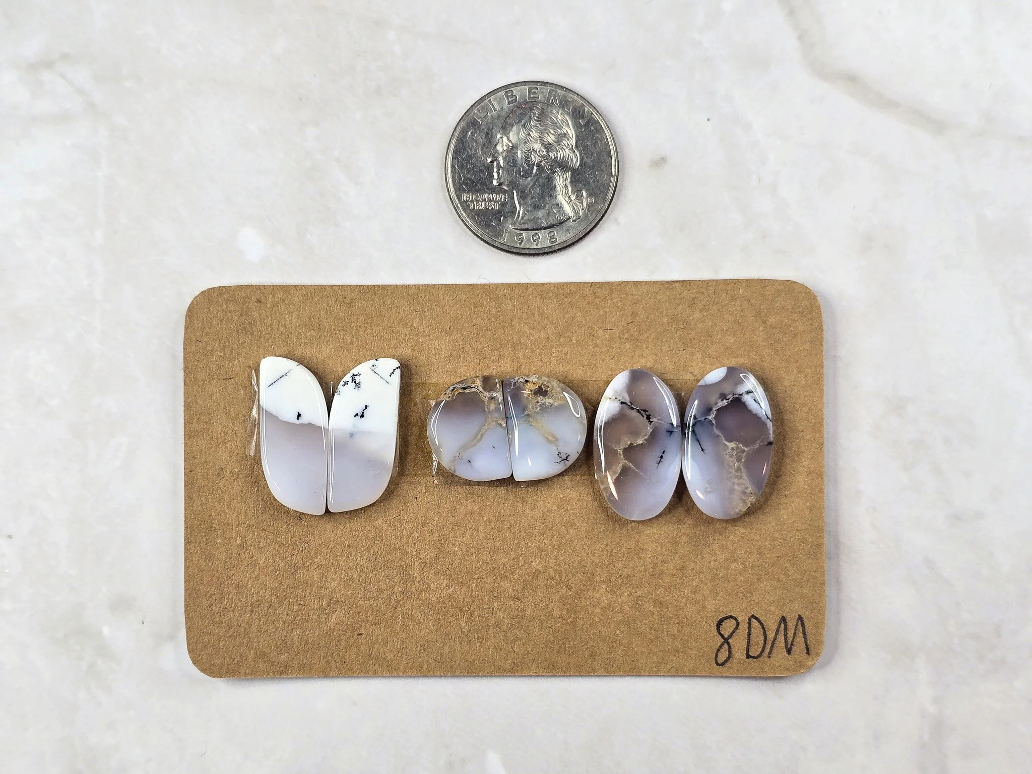 Dendritic Opal - Merlinite - Matched Cabochon Pair Parcel