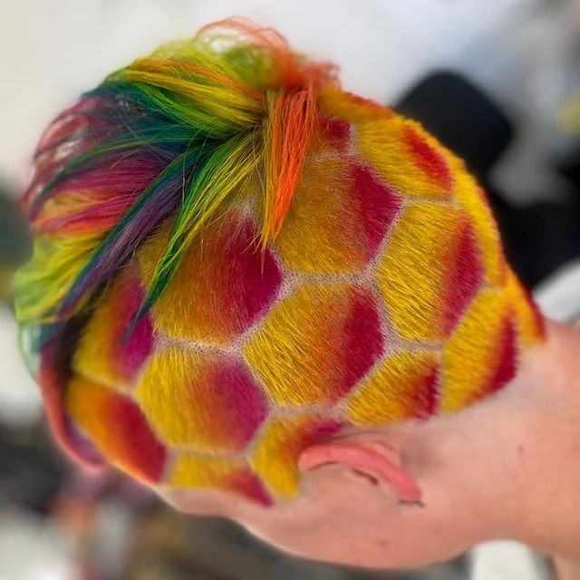 Coral is also an incredible hair artist and created this geometric vivid hair color design for a client at Lady Neptune, University District.