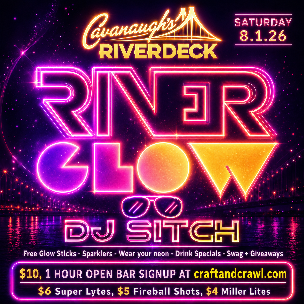 River Glow Brings a Neon-Fueled Waterfront Party to Cavanaugh’s River Deck