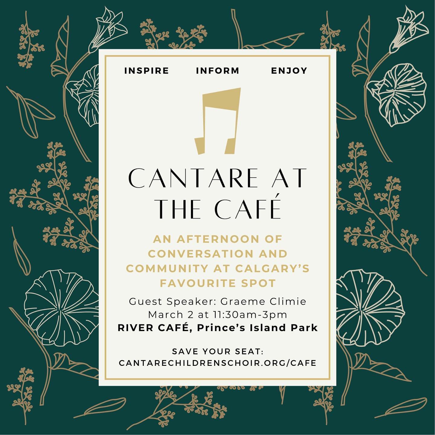 Catherine Glaser-Climie and the Cantar&eacute; Children&rsquo;s Choir family are thrilled to invite you to Cantar&eacute; At The Caf&eacute;!

An inclusive re-imagination of our community-favourite Ladies Luncheon, an afternoon of delicious food, ins