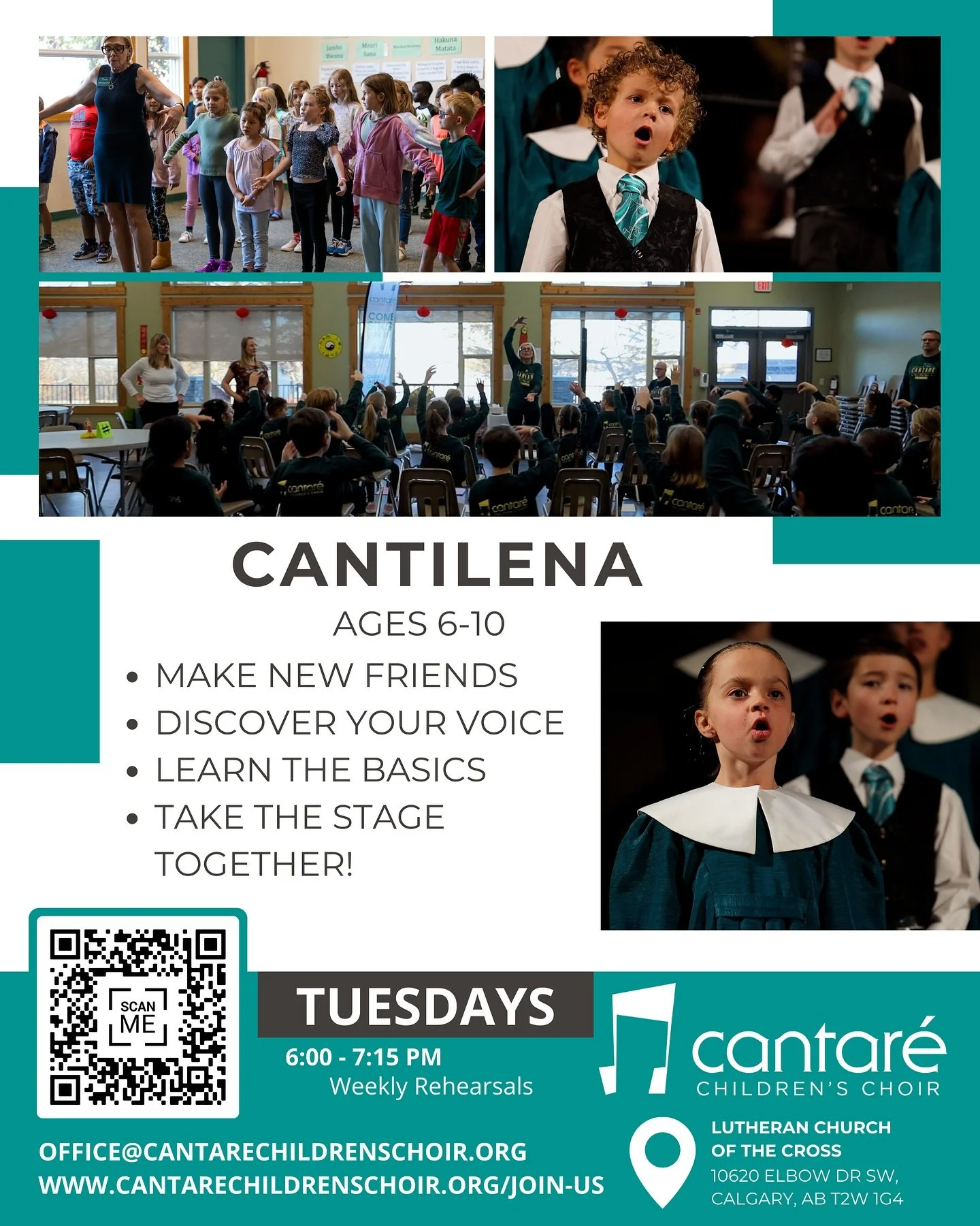 COME SING WITH US 🎶

Cantilena is our introductory ensemble for young singers ages 6-10. The goal of our once-weekly rehearsals is to instill a love of singing and build basic musical foundations for the future, focusing on an encouraging atmosphere