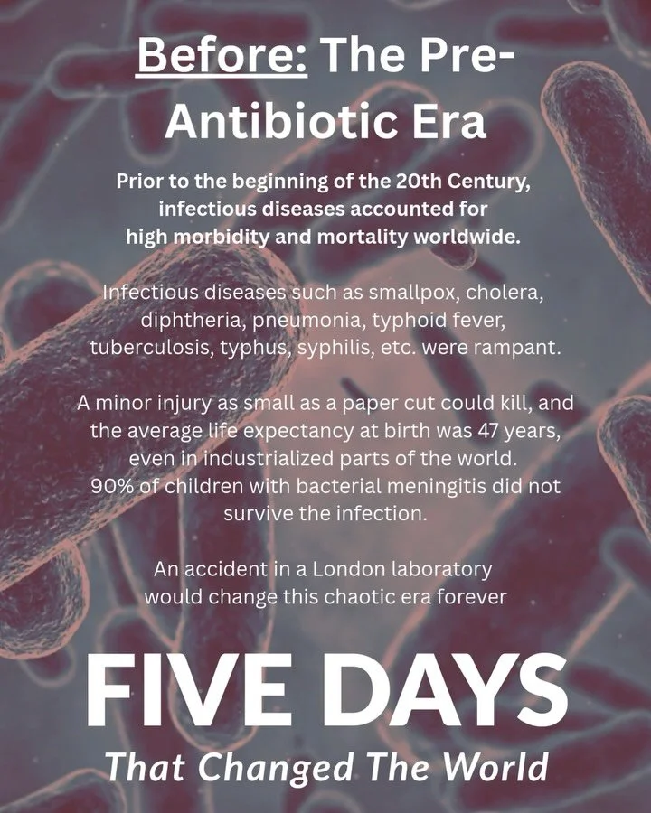 Friday September 28, 1928: The Discovery of Penicillin
FIVE DAYS THAT CHANGED THE WORLD

See you SATURDAY NIGHT!