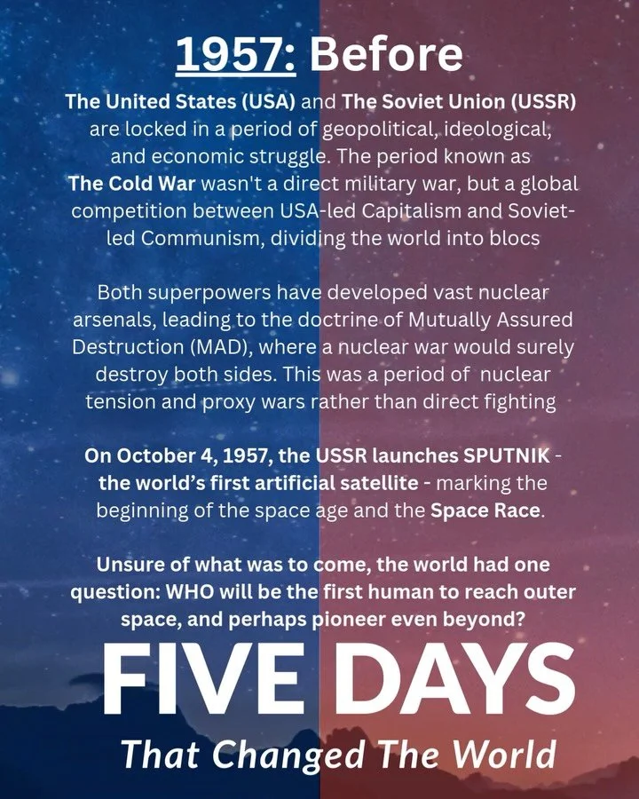 April 12, 1961 &ldquo;The First Human In Space&rdquo;
FIVE DAYS THAT CHANGED THE WORLD

See you TONGHT!!