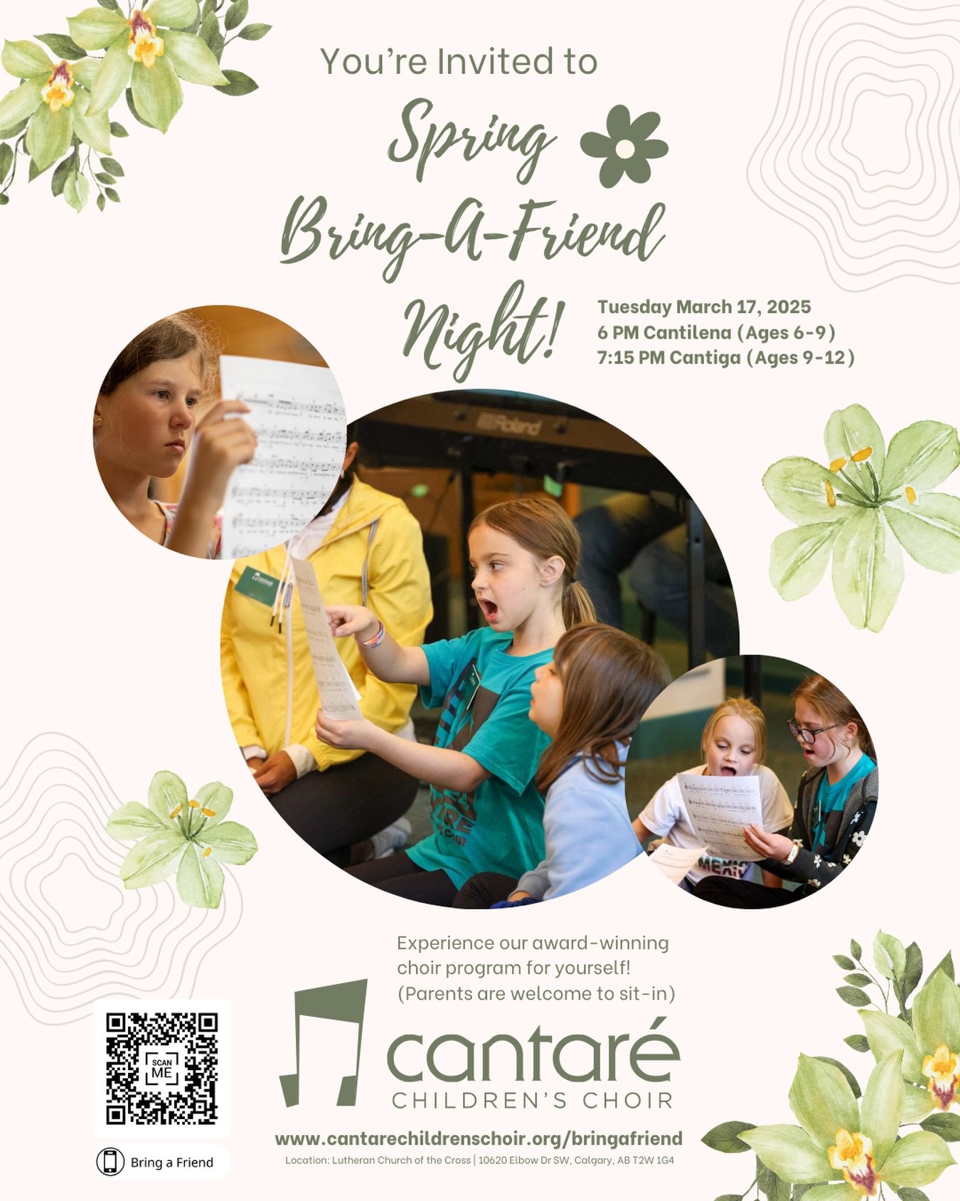 Interested in learning more about Cantare Children&rsquo;s Choir? Young singers and their parents  are invited to reserve their spots at BRING A FRIEND NIGHT on March 17! Bring a Friend Nights take place throughout our season and are a great opportun