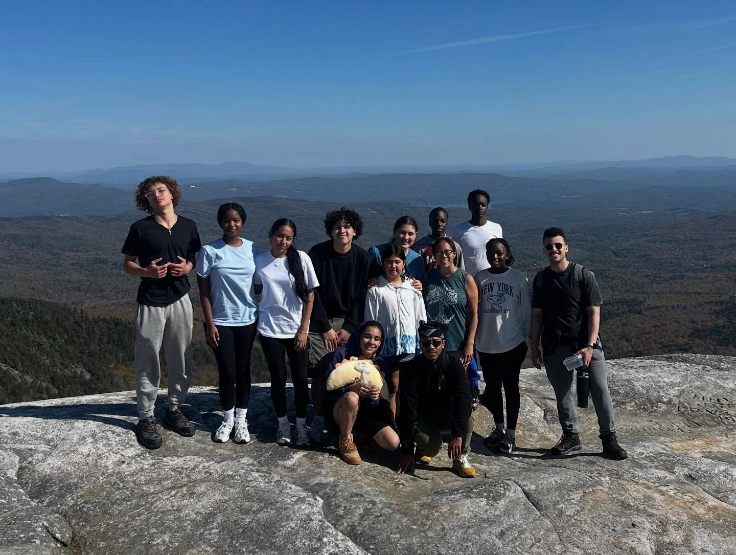 Our first hike during foliage season up Mt Cardigan, and the 360 degree view from the top took our breath away! Thanks to the 13 trusting brave ones who said Yes to this adventure that gave us new breath, new perspective. How small we are compared to
