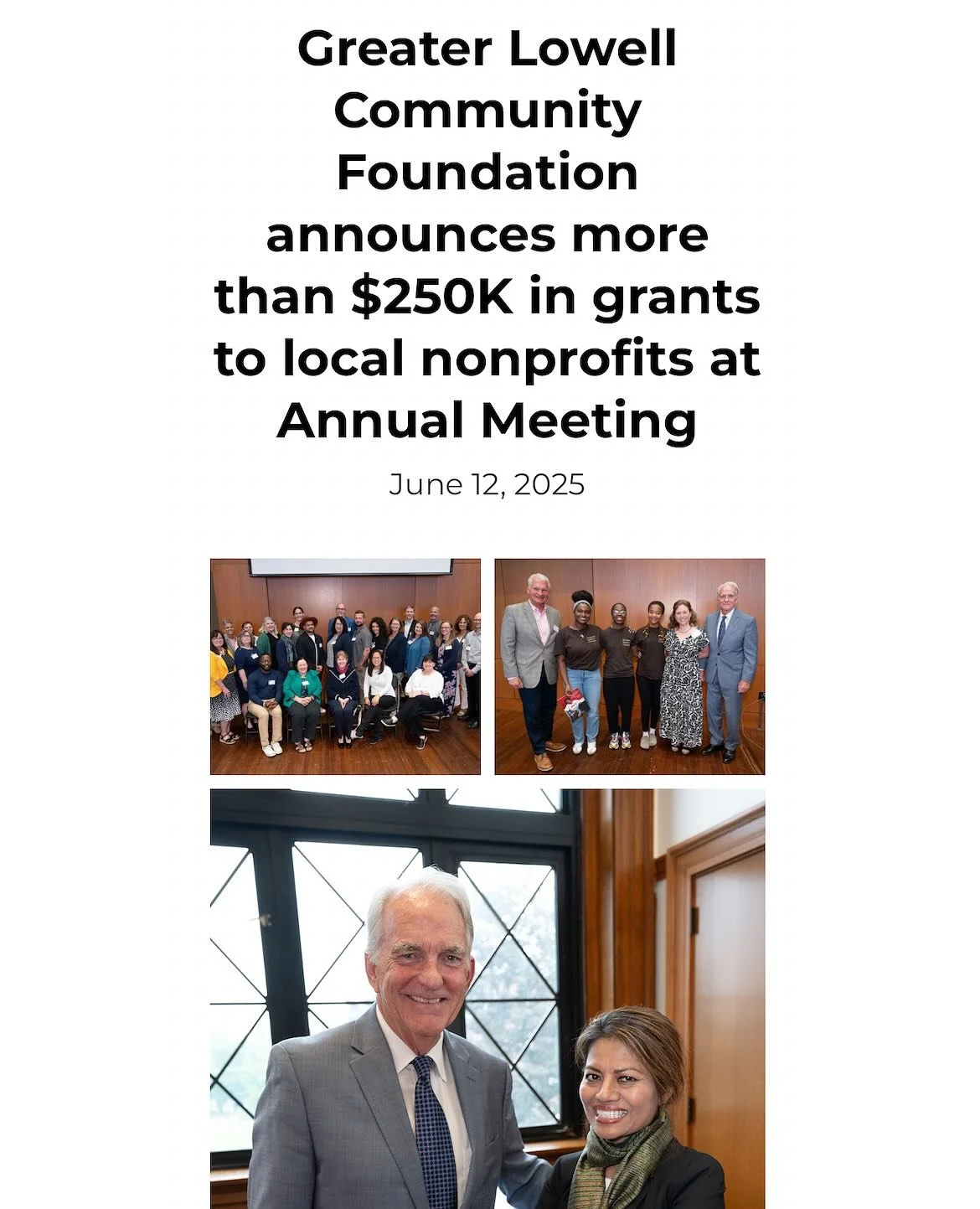 In our month of gratitude to the foundations and companies that have supported our efforts, we wanted to thank @greaterlowell_cf which has supported and advised and cheered us on since our early days in 2016!! A lot of what we have done in Lowell has
