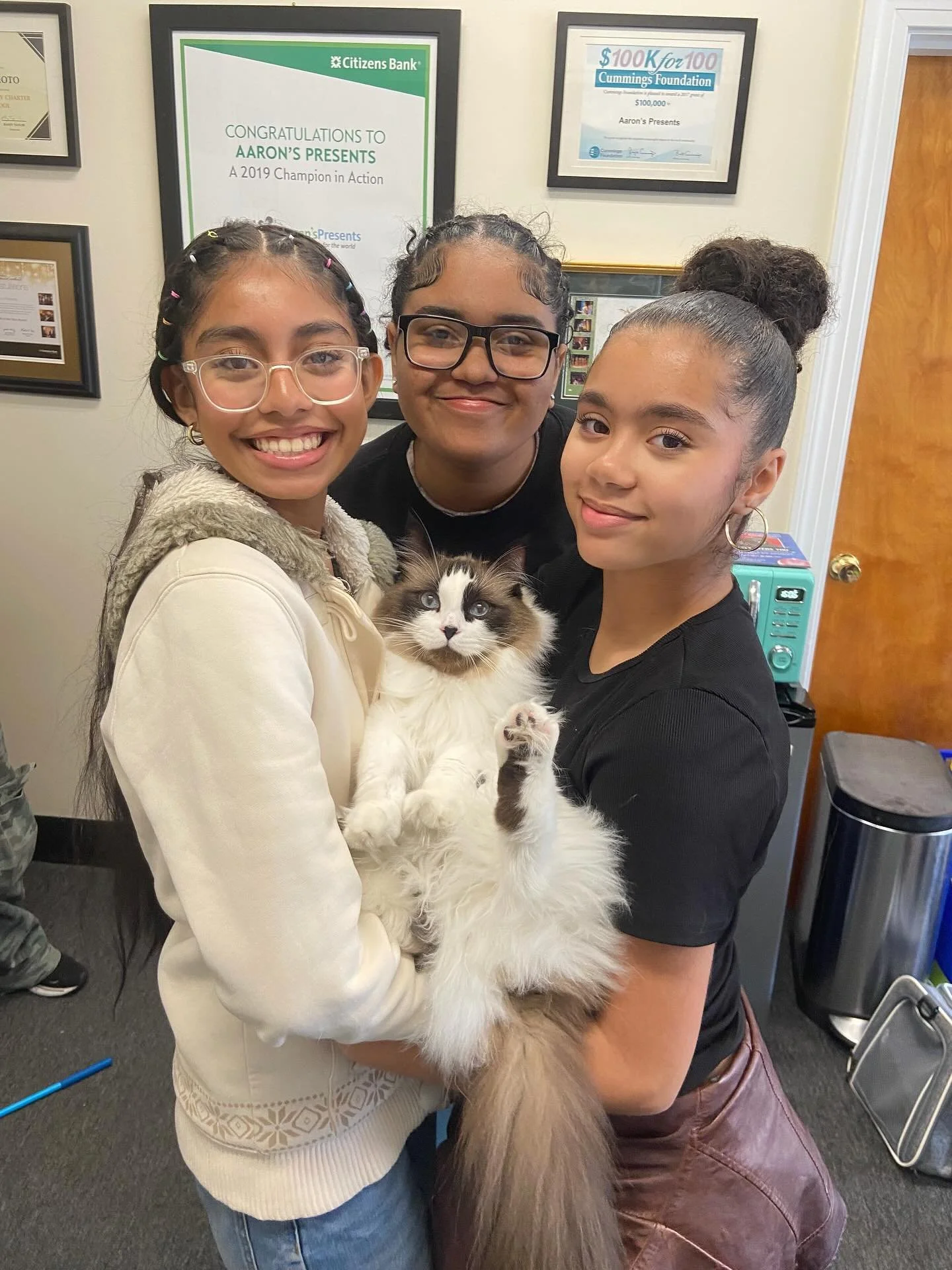 Recent projects! Helping two cats who moved back in with their owner, a young artist leading a painting session after school for 40 1st-3rd graders, and two 8th graders bringing help and soccer fun to an Afghan refugee family. A week of good vibes, g