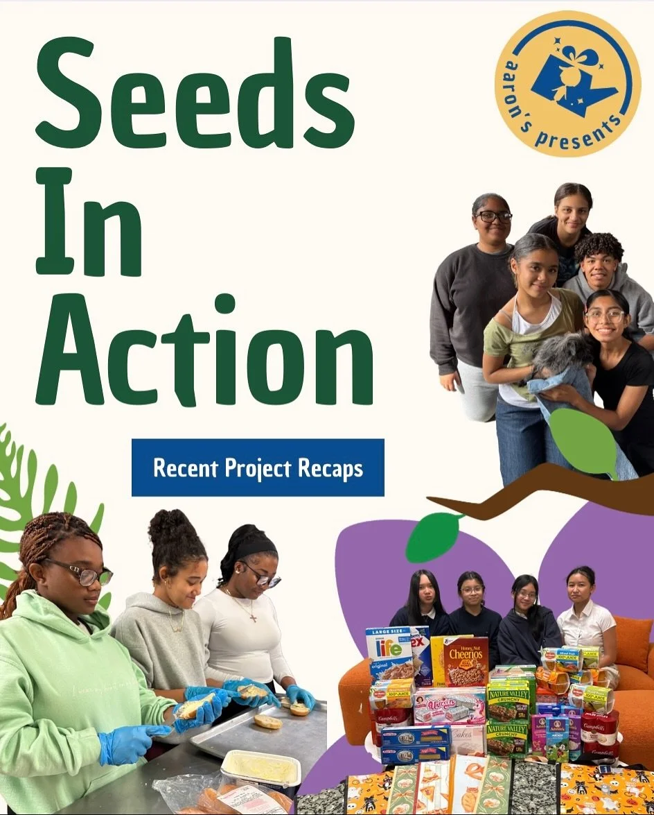 🌱 Seeds in Action: October Project Recap
This month, our youth planted kindness all across the community! 💛

1. Served meals at St. Paul&rsquo;s Soup Kitchen 
2. Gave Chapo the dog a bath and a walk 
3. Helped two cats reunite with their owner 4. C