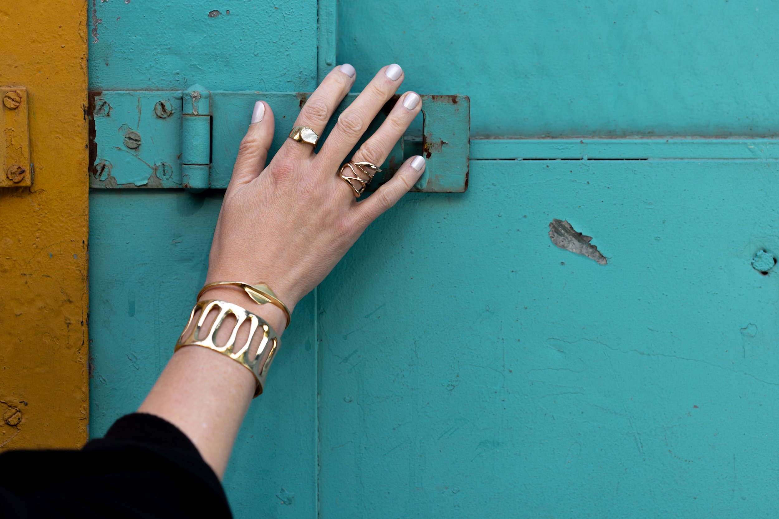   Shield Ring with Shell  (from $250),   New!      Wrap Ring ,  Coliseum Cuff  ($330),  Eero Cuff  ($190) 