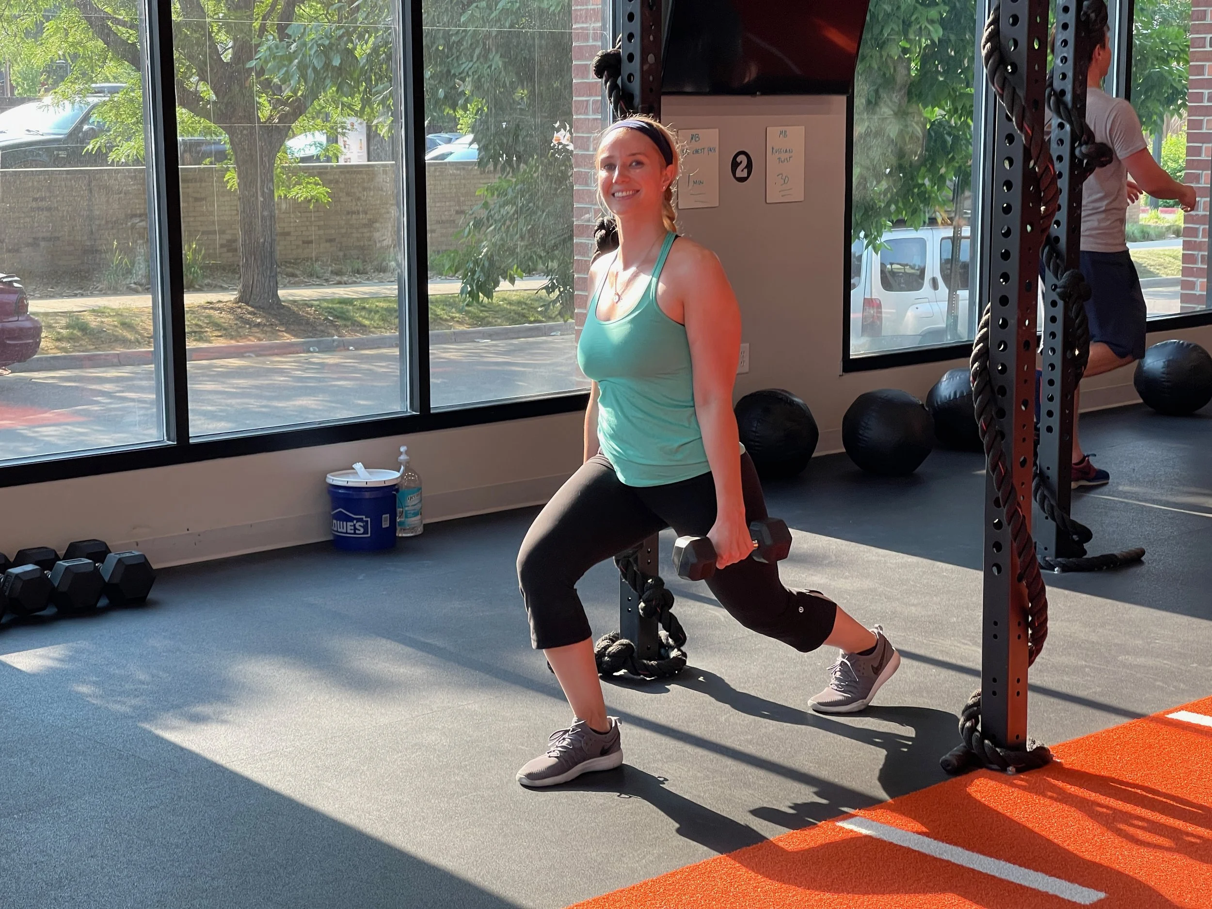 Kettlebell lunge at Base6fitness