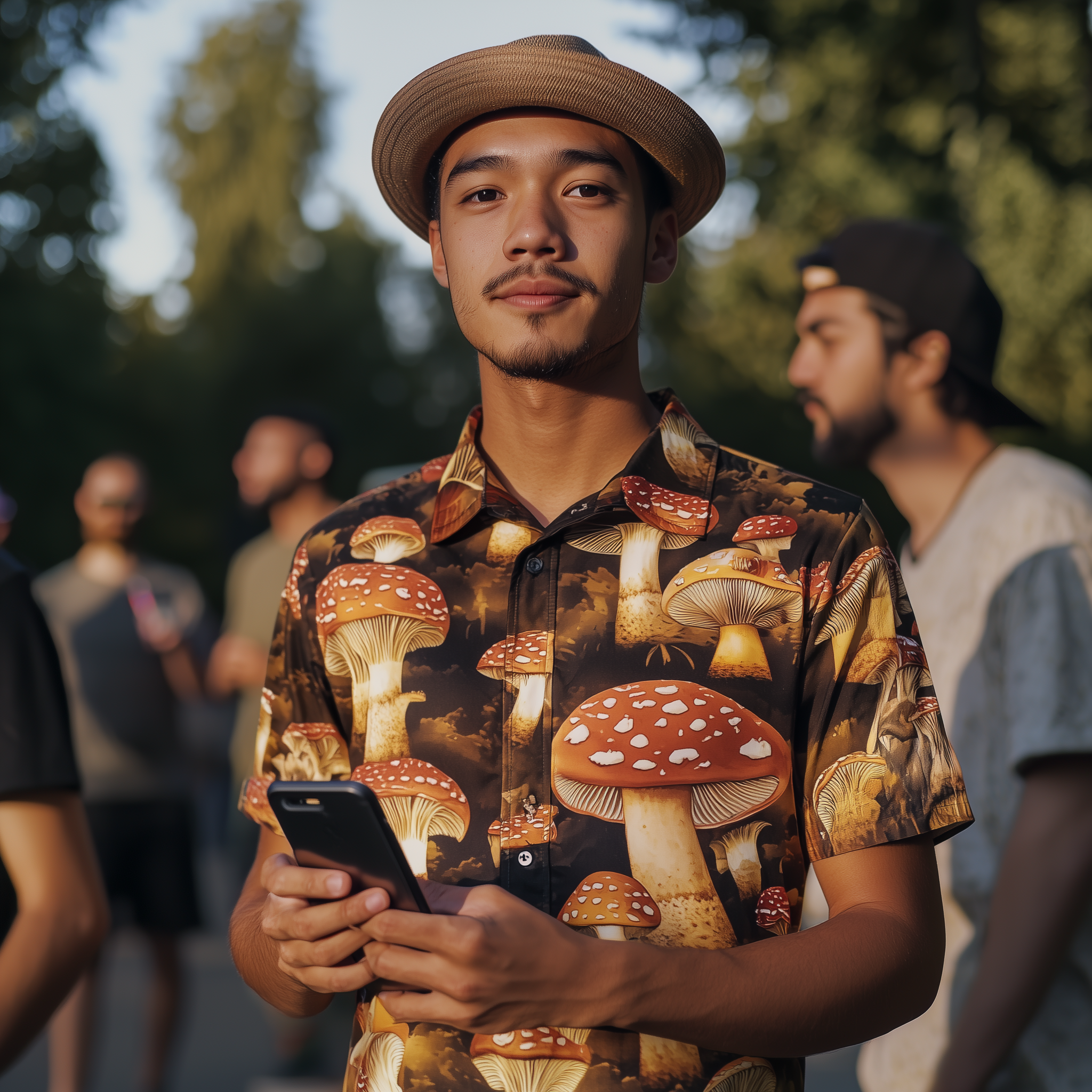 laura130493_a_young_adult_man_talking_to_camera_with_a_mushroom_872e5c19-9016-4b96-8998-a10701fe58a0.png