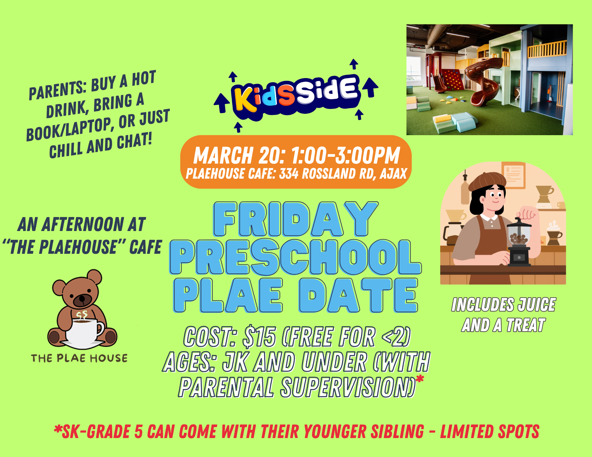 KidsSide: Preschool Plae Date (4 and under with parent)