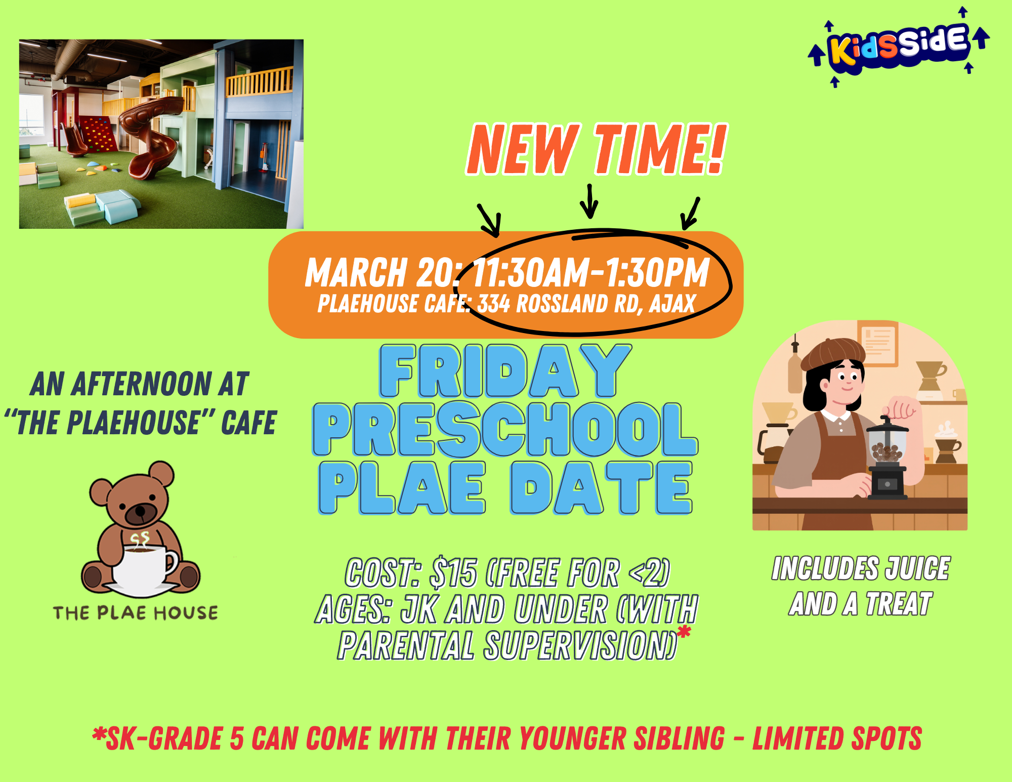 KidsSide: Preschool Plae Date (4 and under with parent)