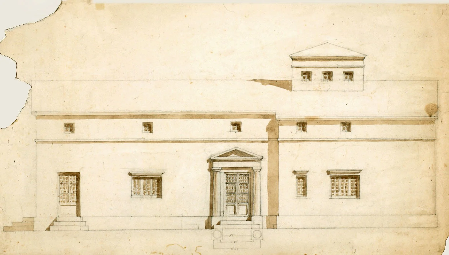 Side view of the house Mon Repos 1914 drawing by Joaquin Torres-Garcia.