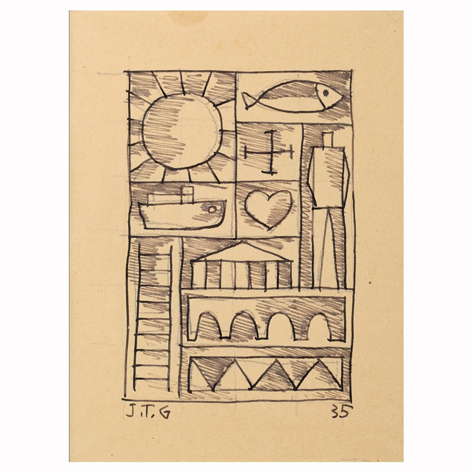 Constructive drawing, 1935 The Latin American Art Museum of Buenos Aires.