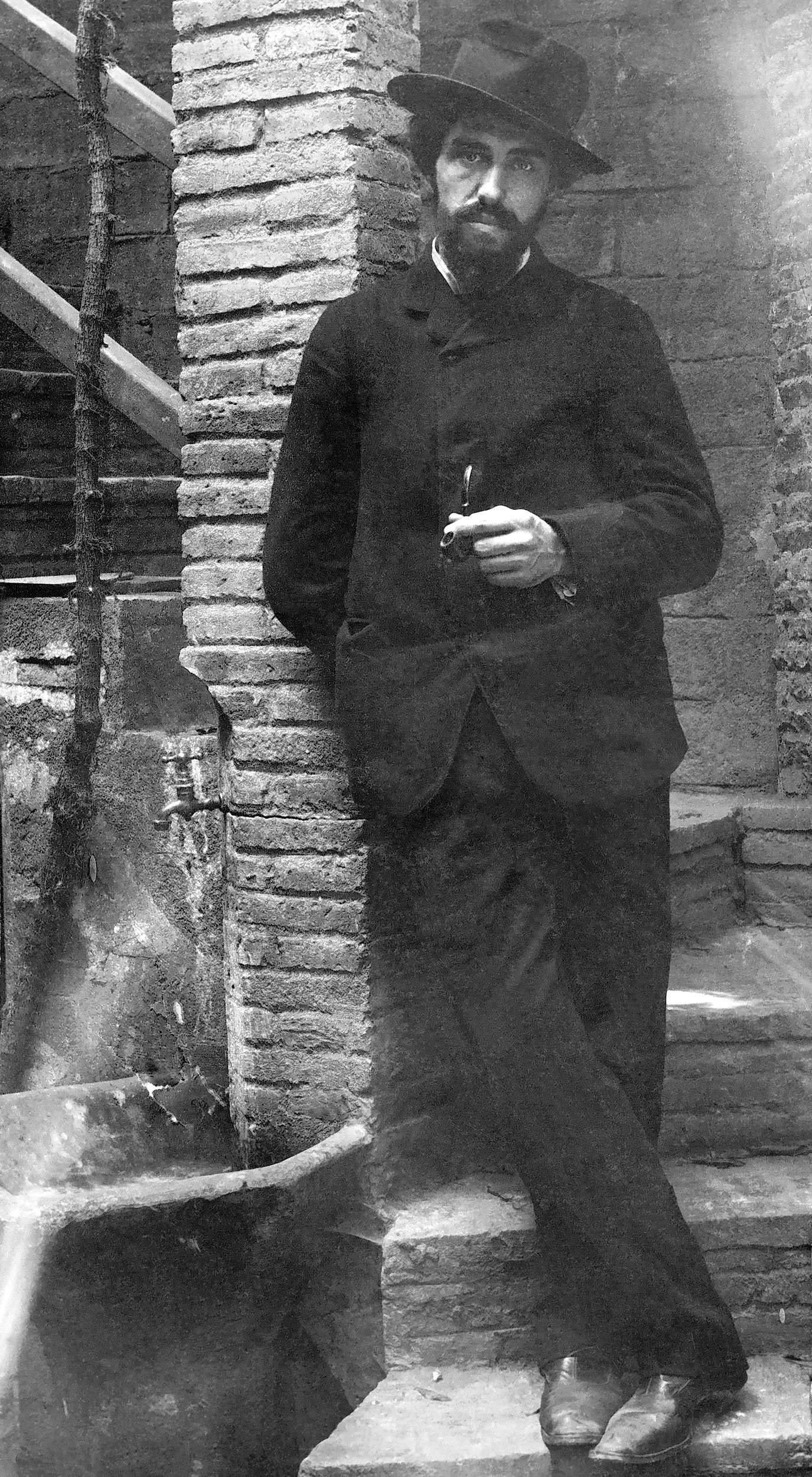 Torres-Garcia photographed at the Sagrada Familia, Barcelona. c. 1903-4.