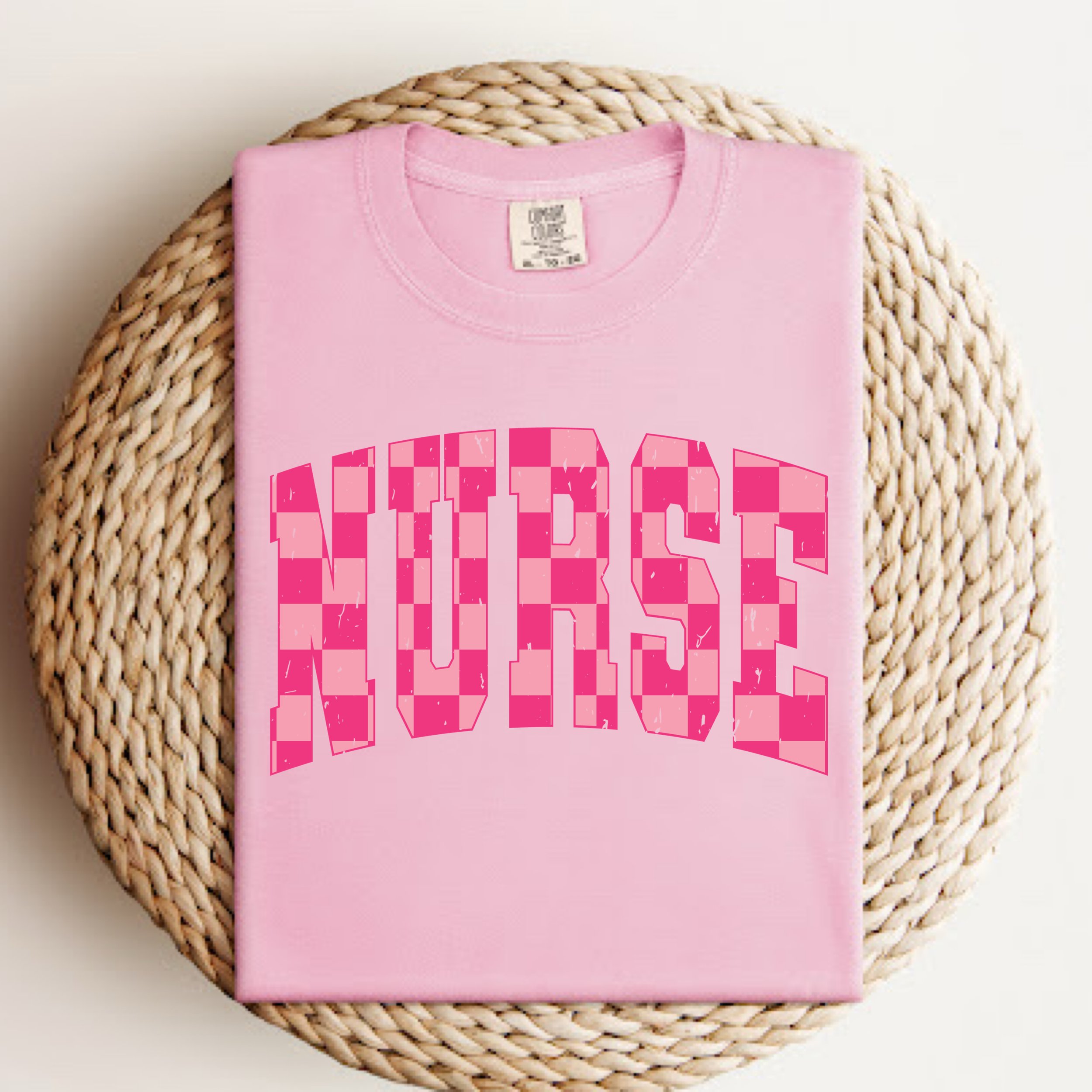 Pink Check Nurse Tee