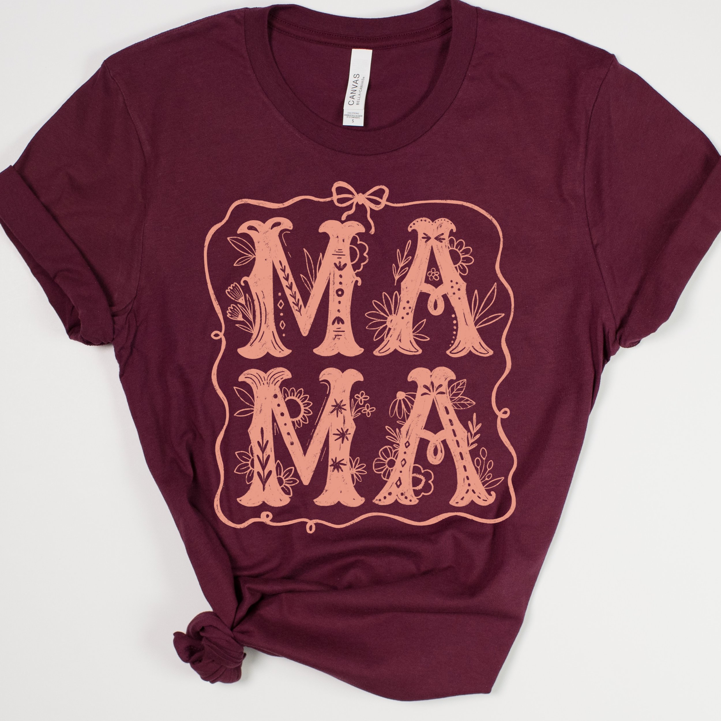Floral bow mama tee