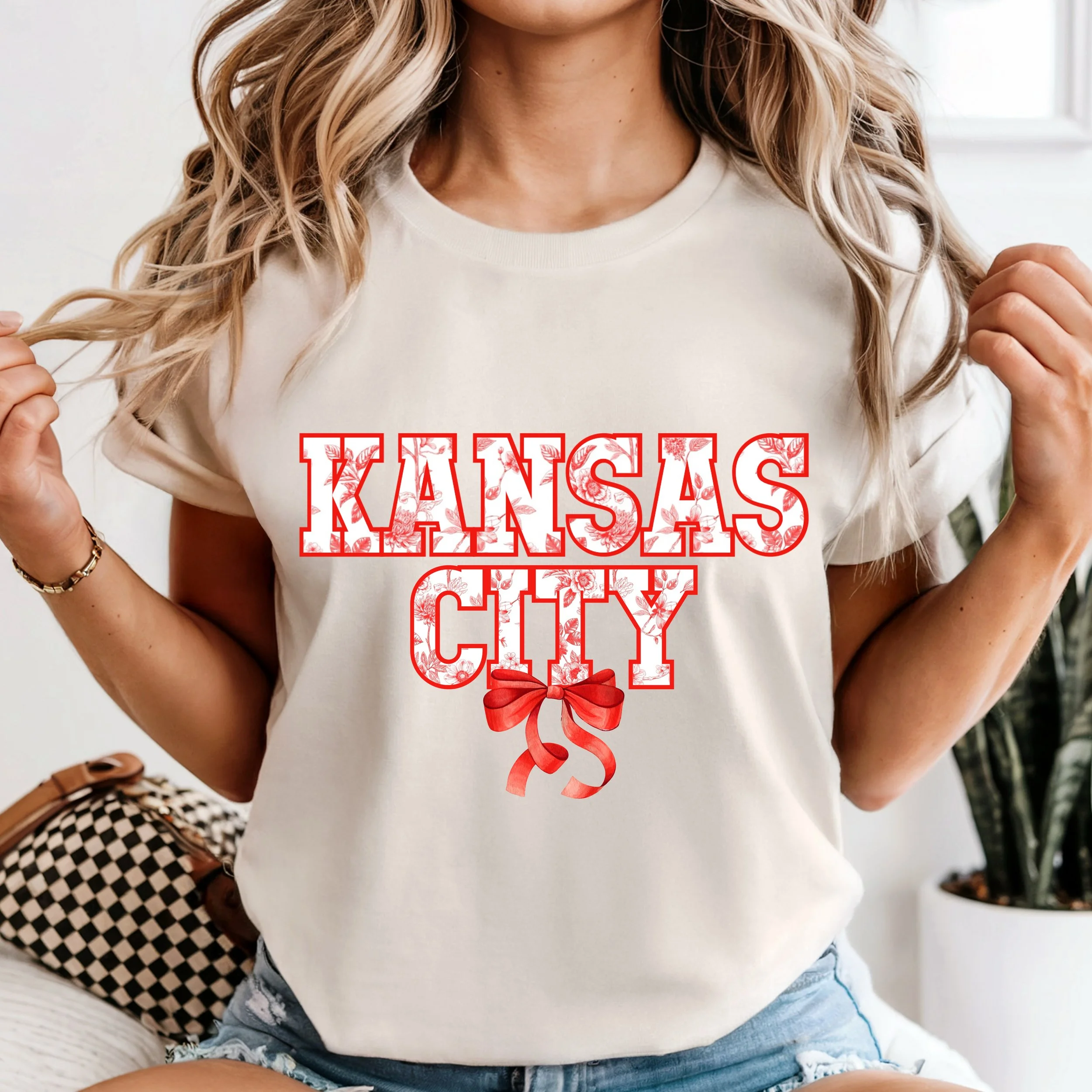 KANSAS CITY red floral CC tee