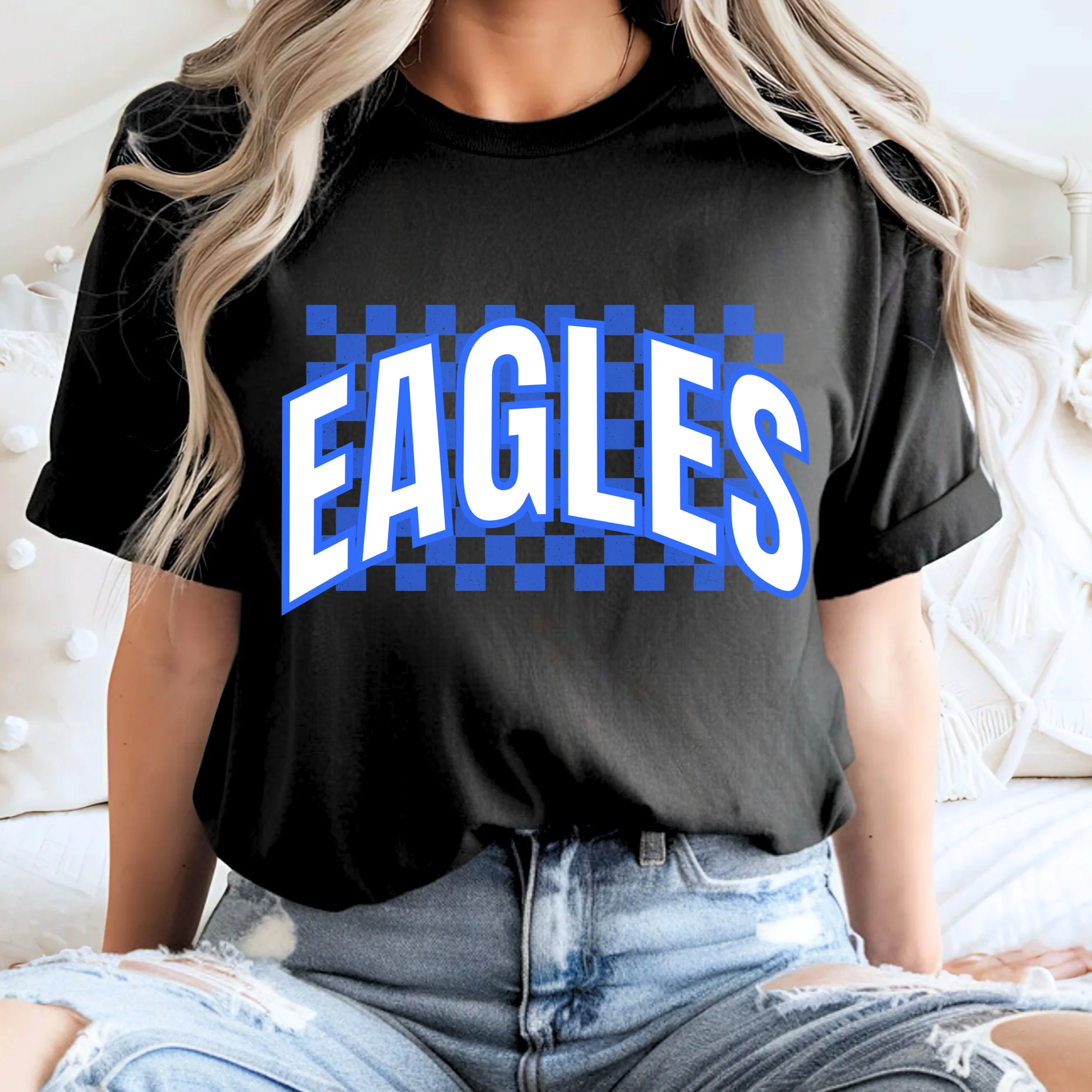 CC TEE: checkered black tee