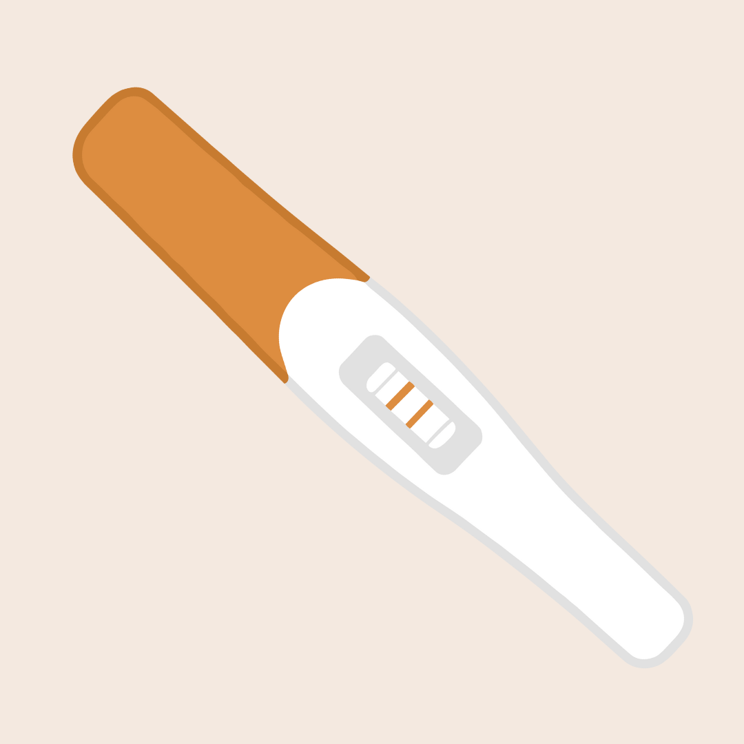 Digital illustration of a pregnancy test with a positive result