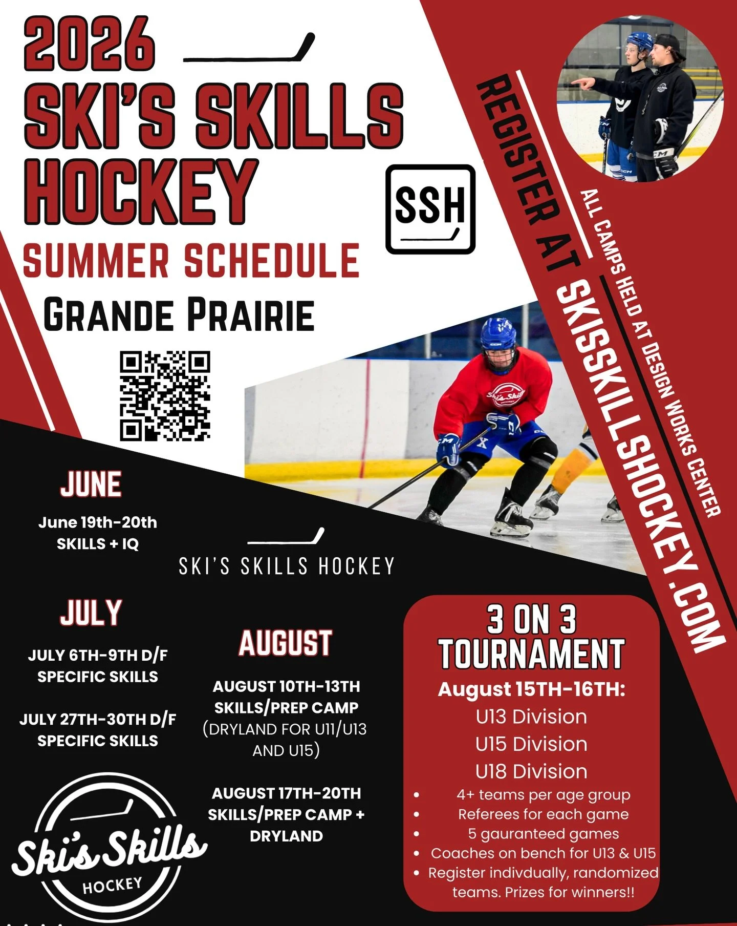 ‼️FULL GRANDE PRAIRIE SUMMER RELEASE‼️
-
Checkout the full camp list for GP this Summer 2026, including the 3 on 3 Tournament! All information and registration is found at SKISSKILLSHOCKEY.COM (link in bio)! #SSH🏒 #hockeydevelopment #elitehockeydeve