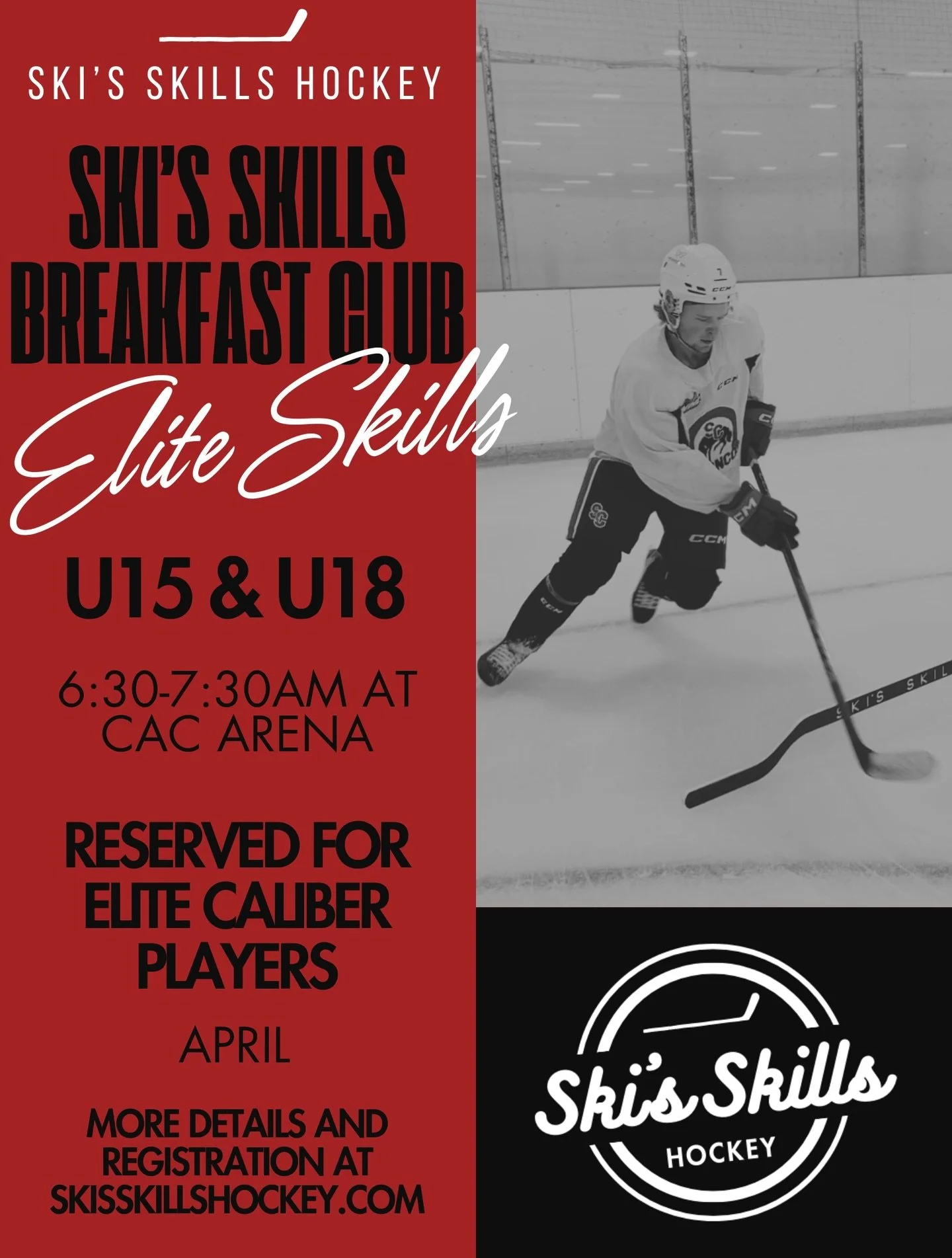 ‼️APRIL SKI&rsquo;S SKILLS BREAKFAST CLUB🍳 🥓 
-
This elite development package enhances our skillset with focused, high-intensity sessions in a fun setting. Players improve puck handling, shooting mechanics and different releases, passing and pass 