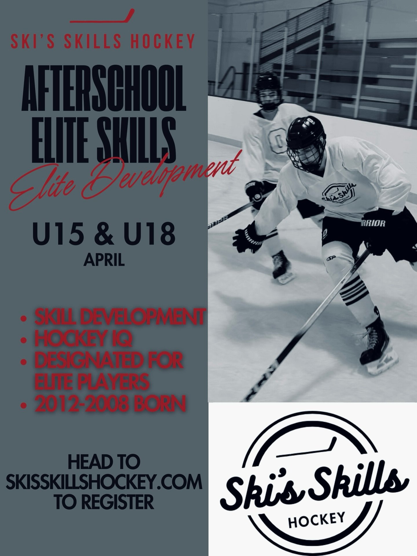‼️APRIL ELITE SKILLS‼️
-
This elite level hockey camp focuses on advancing skills through structured, high-intensity sessions that balance fun and intentful training. Players work on puck handling variations, shooting mechanics, specific releases, pa