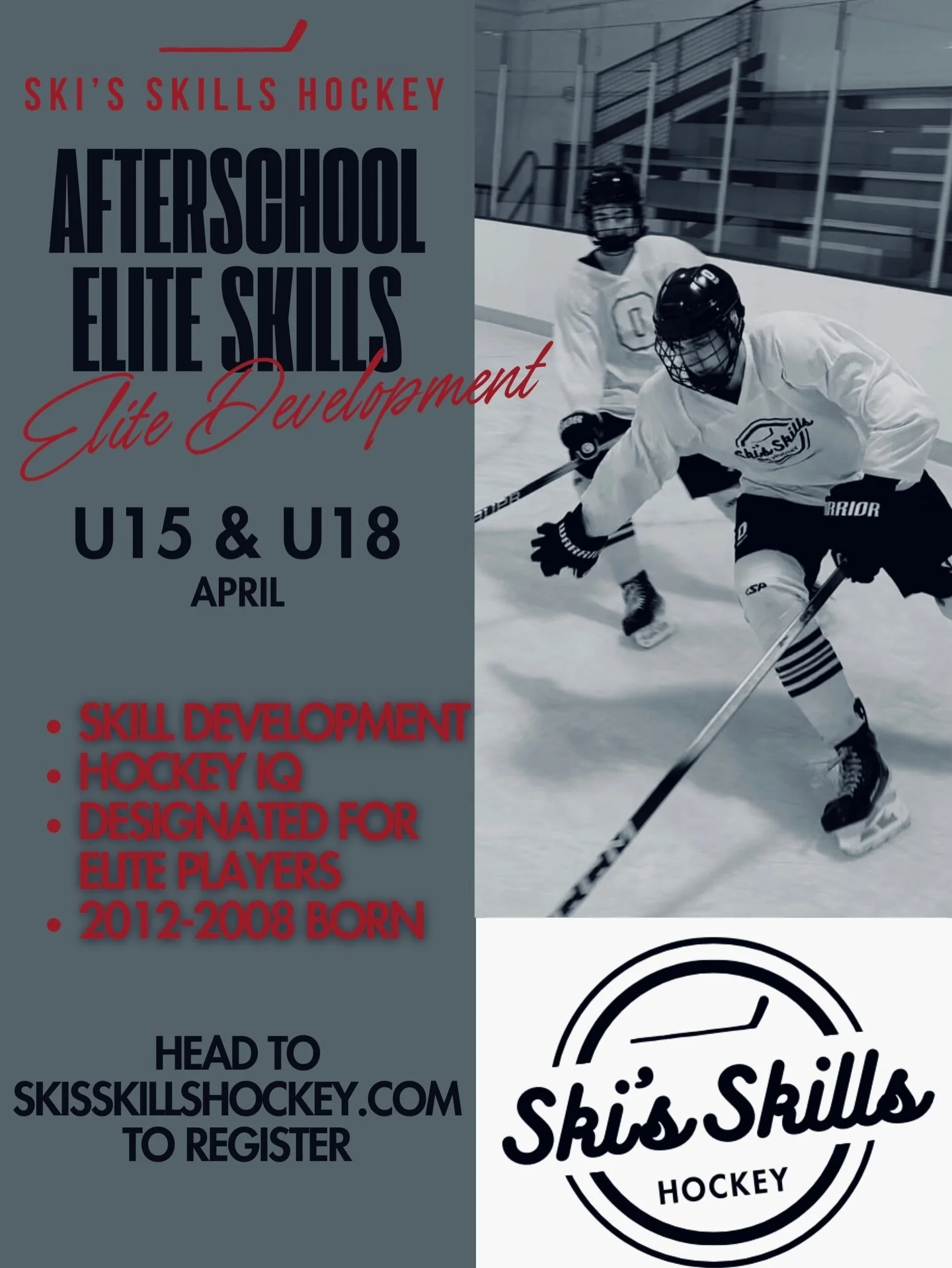 ‼️APRIL ELITE SKILLS‼️
-
This elite level hockey camp focuses on advancing skills through structured, high-intensity sessions that balance fun and intentful training. Players work on puck handling variations, shooting mechanics, specific releases, pa