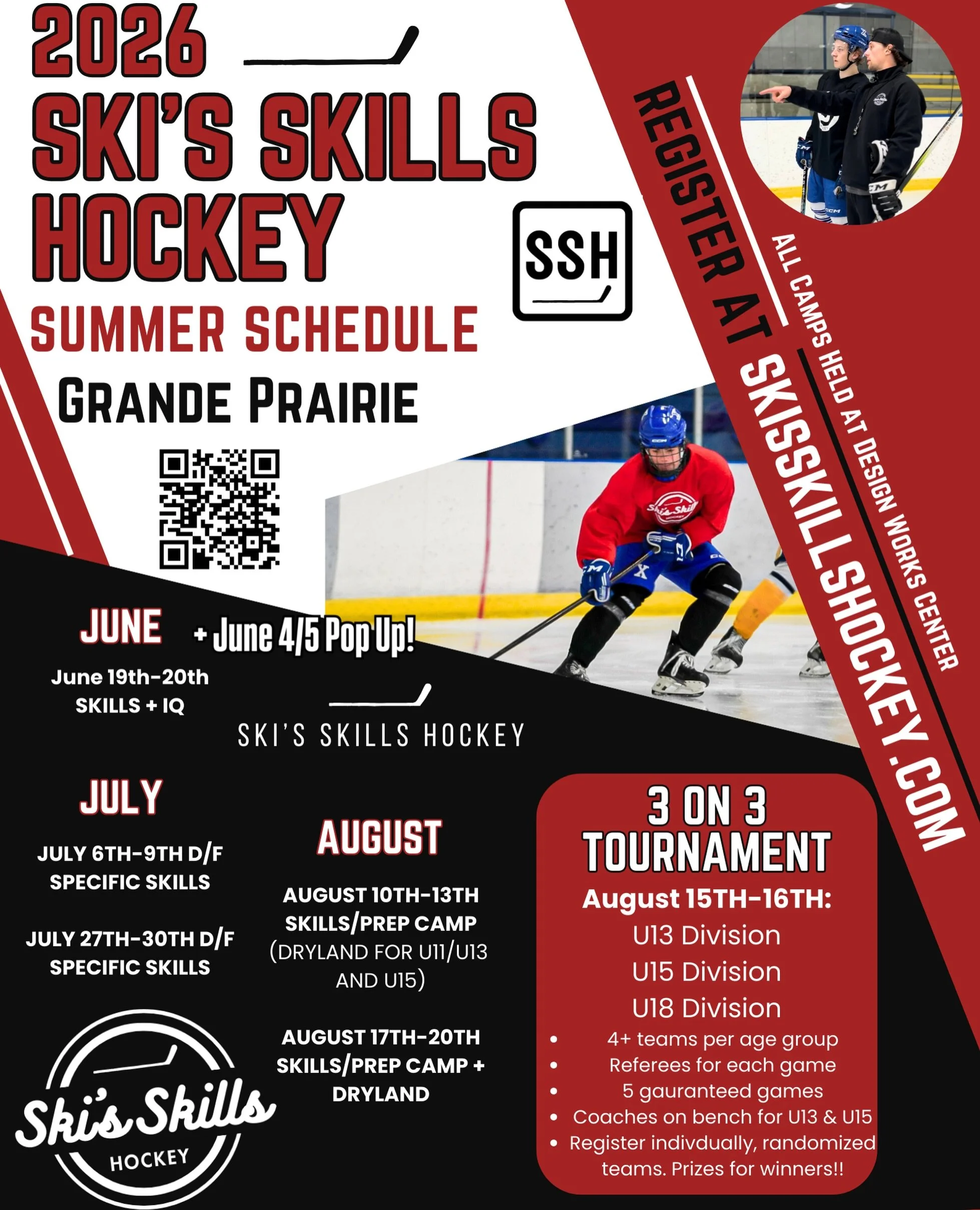GRANDE PRAIRIE CAMP LIST‼️🚨🏒
-
Checkout the full camp list for GP this Summer 2026, including the June 4th-5th POP UP SESSION, and the 3 on 3 Tournament! All information and registration is found at SKISSKILLSHOCKEY.COM (link in bio)! #SSH🏒 #hocke