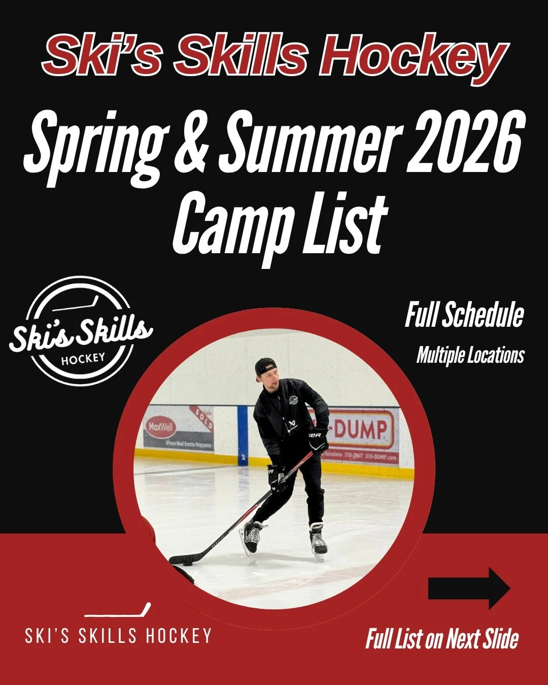 SKI&rsquo;S SKILLS HOCKEY🏒 FULL CAMP LIST‼️🚨
-
The full 2026 spring and summer camp list featuring camps in the Edmonton area, Grande Prairie, and much more! Back for another year is the 3 ON 3 TOURNAMENTS in August! Take your development serious t
