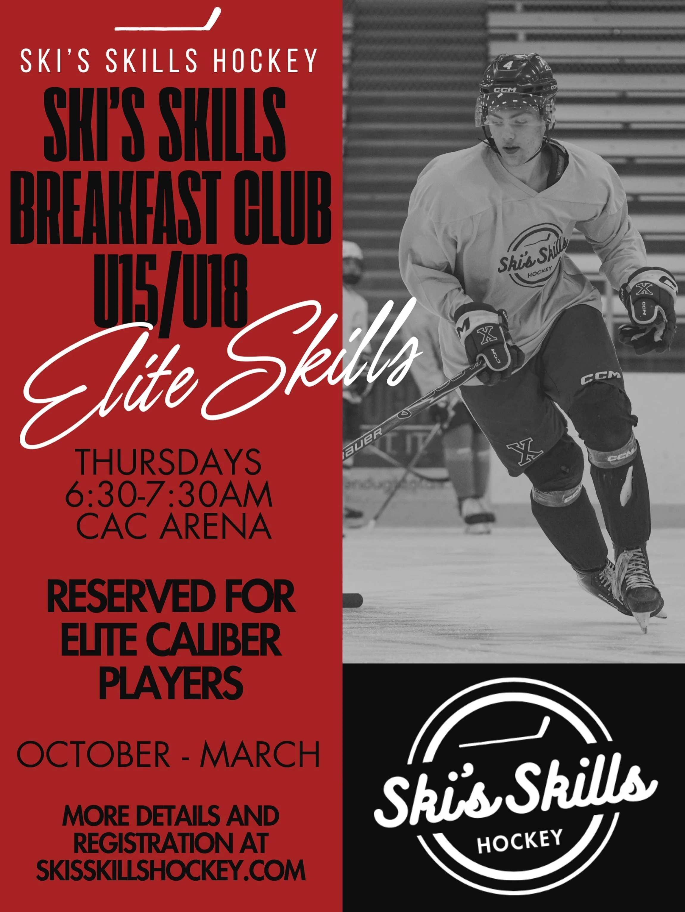 U15/U18 ELITE BREAKFAST CLUB‼️🏒
-
Join us starting on October 15th from 6:30-7:30am at CAC Arena for this U15/U18 elite skills package! These sessions are the perfect complement to your in-season schedule with a major focus on game transferable skil