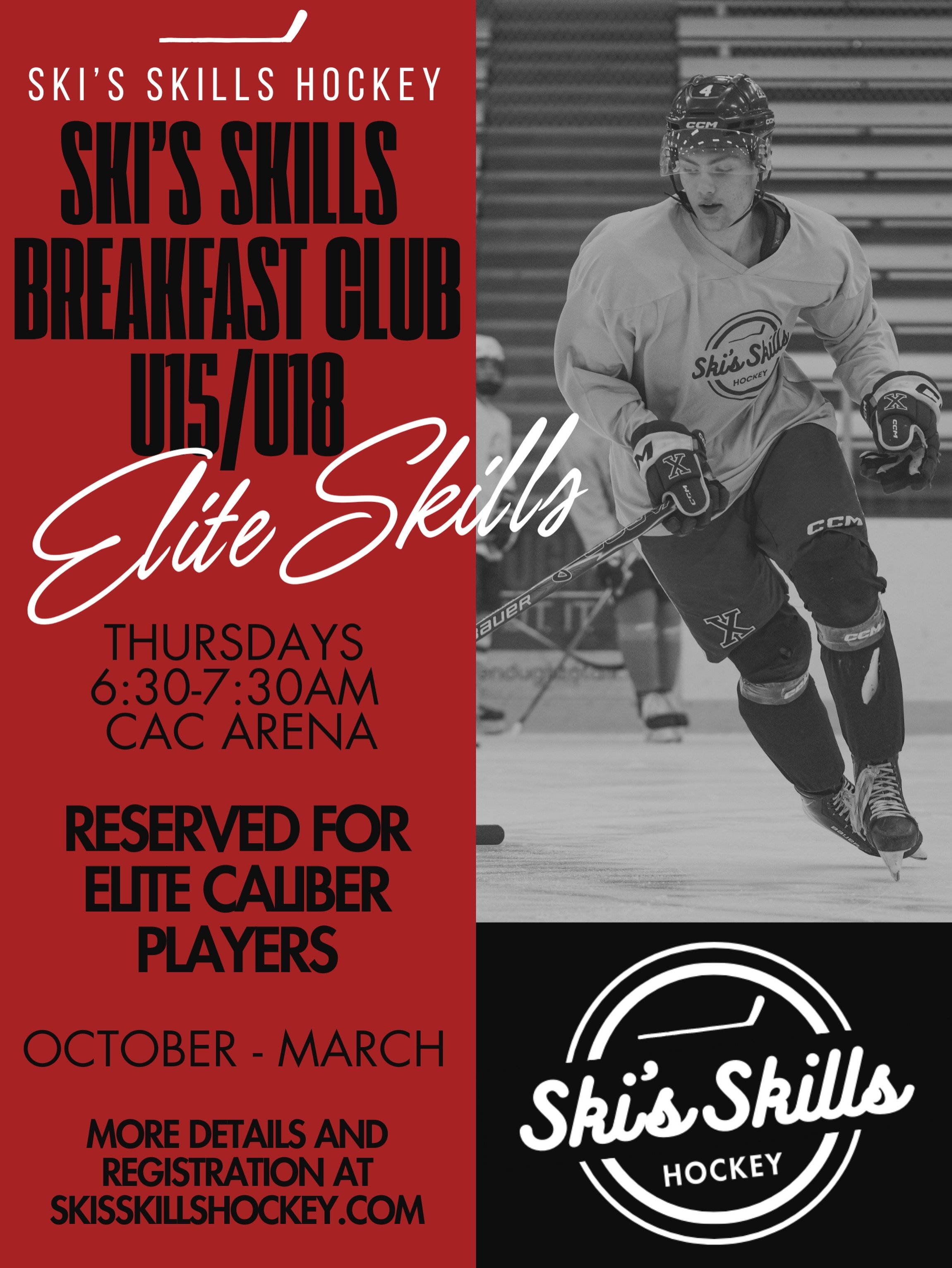 U15/U18 ELITE BREAKFAST CLUB‼️🏒
-
Join us starting on October 15th from 6:30-7:30am at CAC Arena for this U15/U18 elite skills package! These sessions are the perfect complement to your in-season schedule with a major focus on game transferable skil