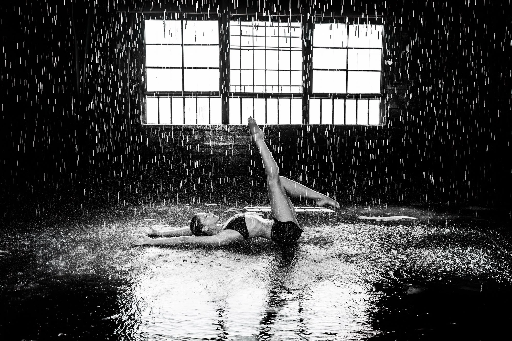 Rain room boudoir photography Downtown Los Angeles Black Kat Studios Rick Feldman